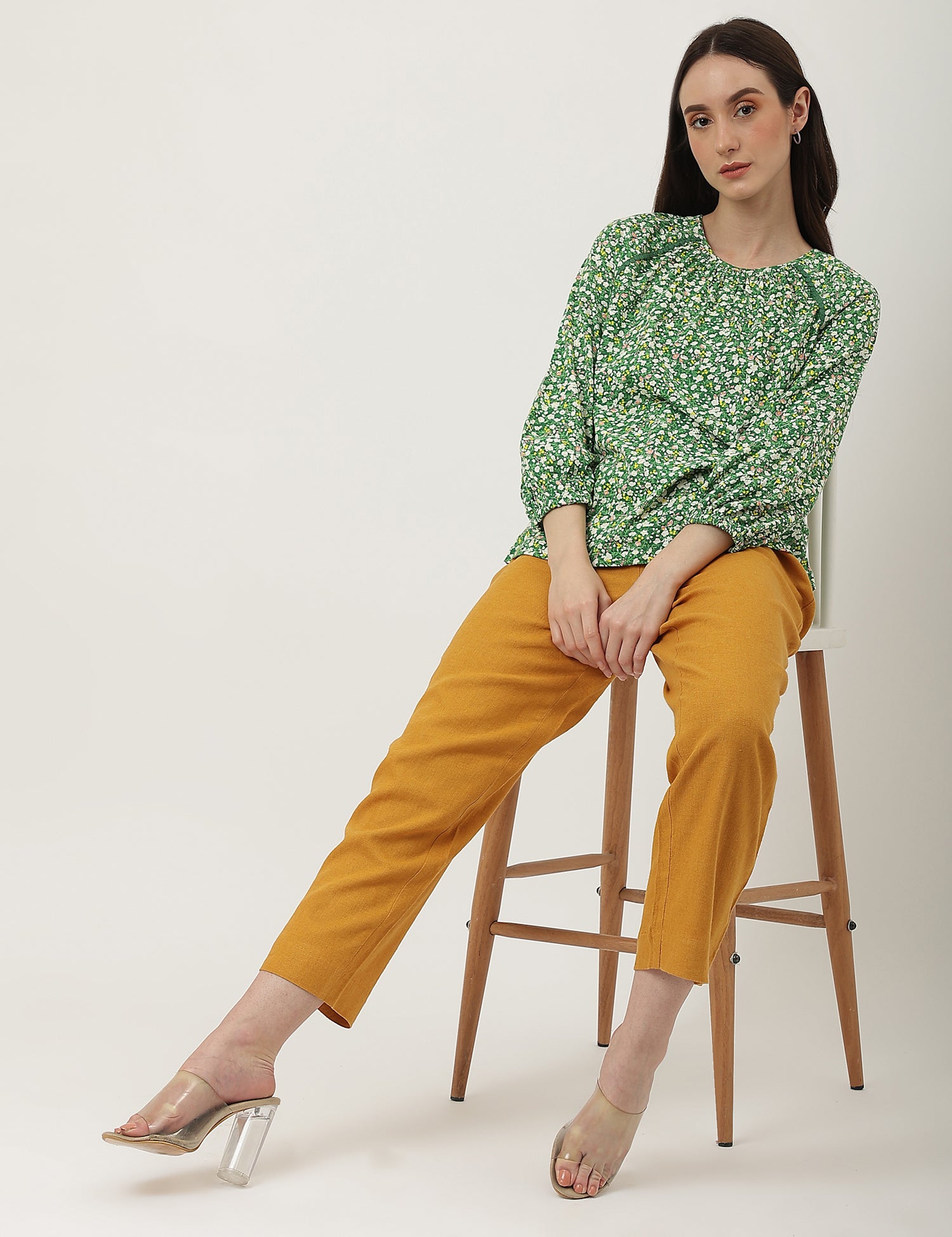 Pure Cotton Printed Crew Neck Top