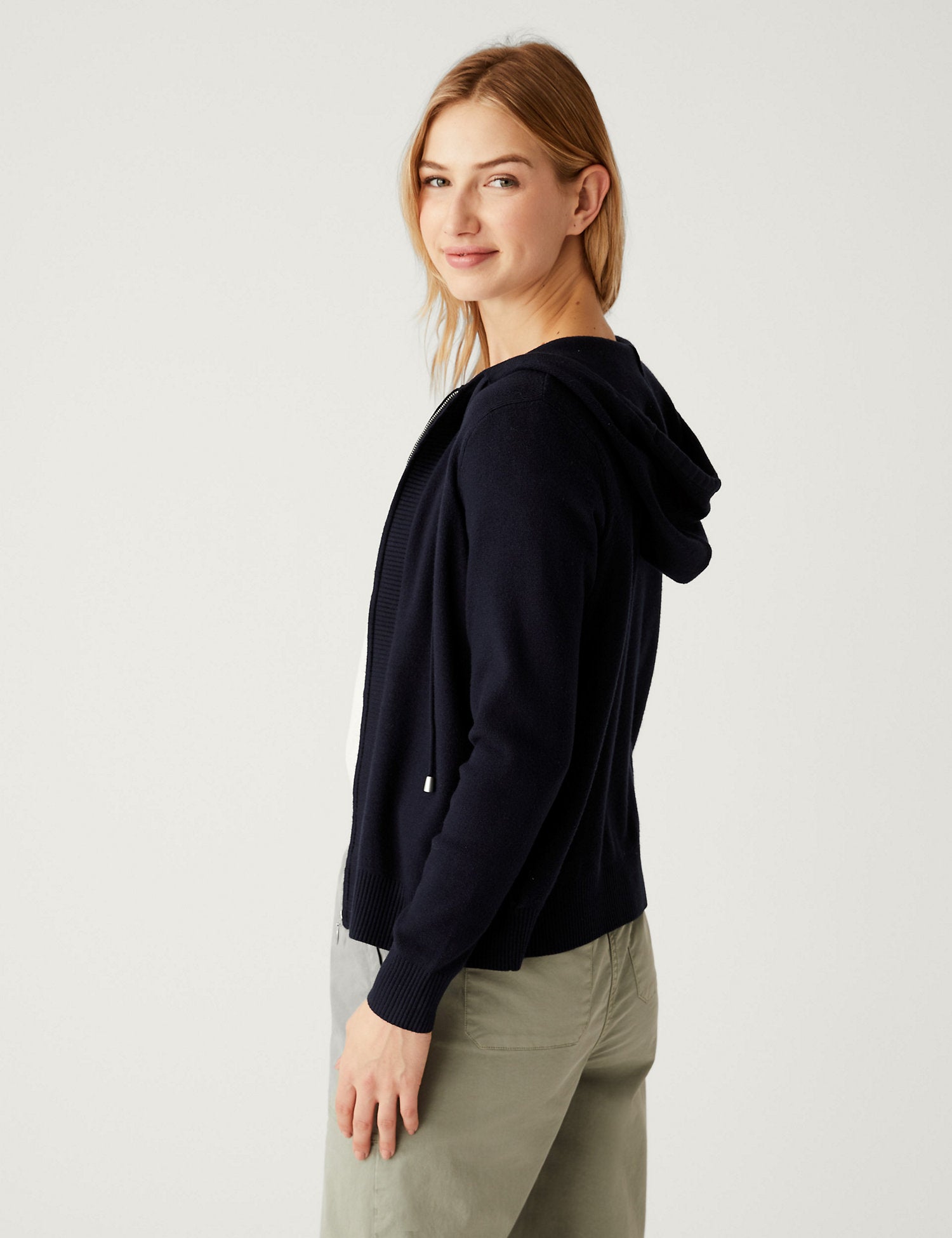 Soft Touch Textured Zip Up Relaxed Hoodie