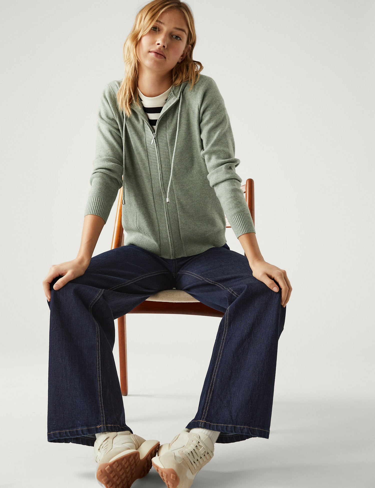 Soft Touch Textured Zip Up Relaxed Hoodie
