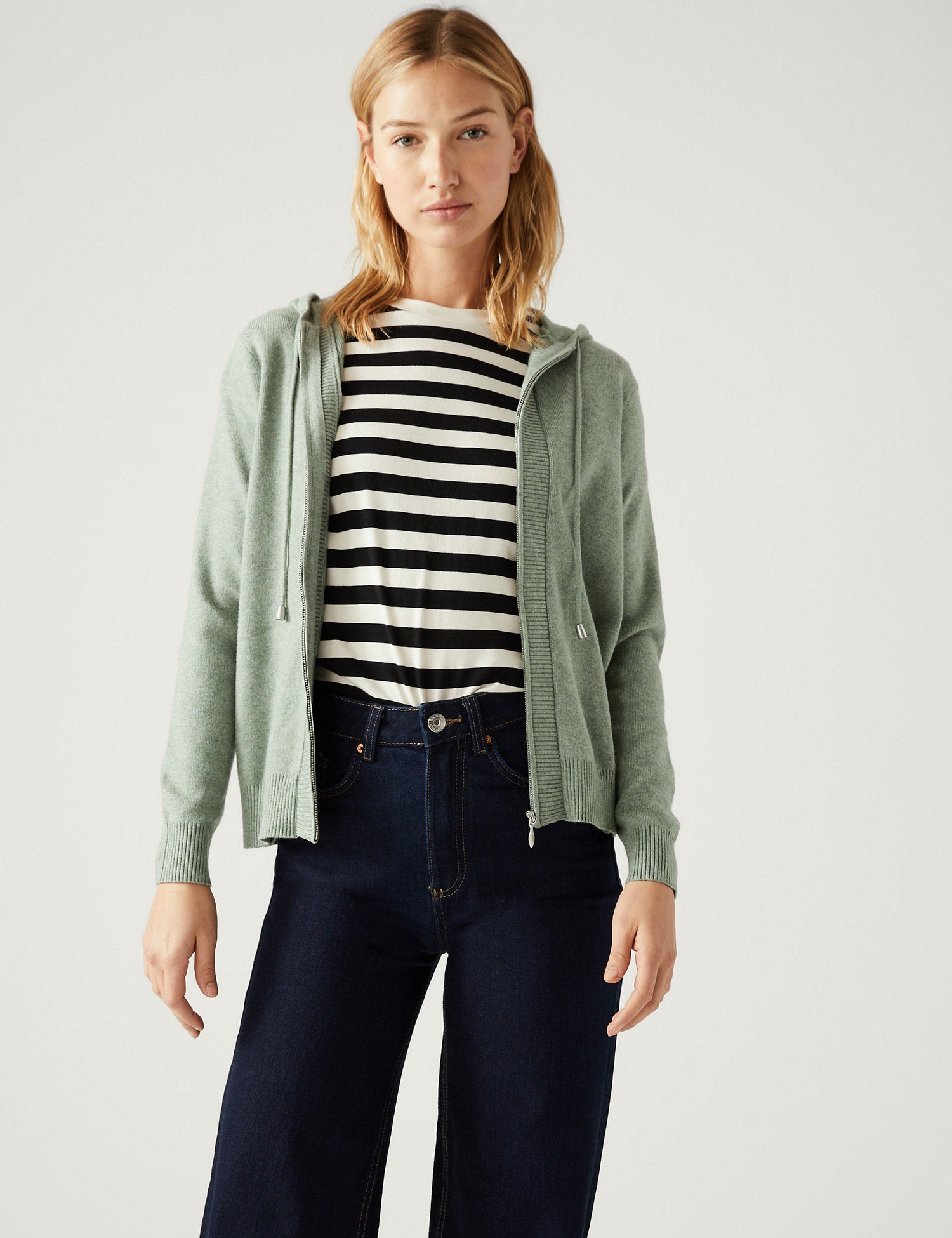 Soft Touch Textured Zip Up Relaxed Hoodie