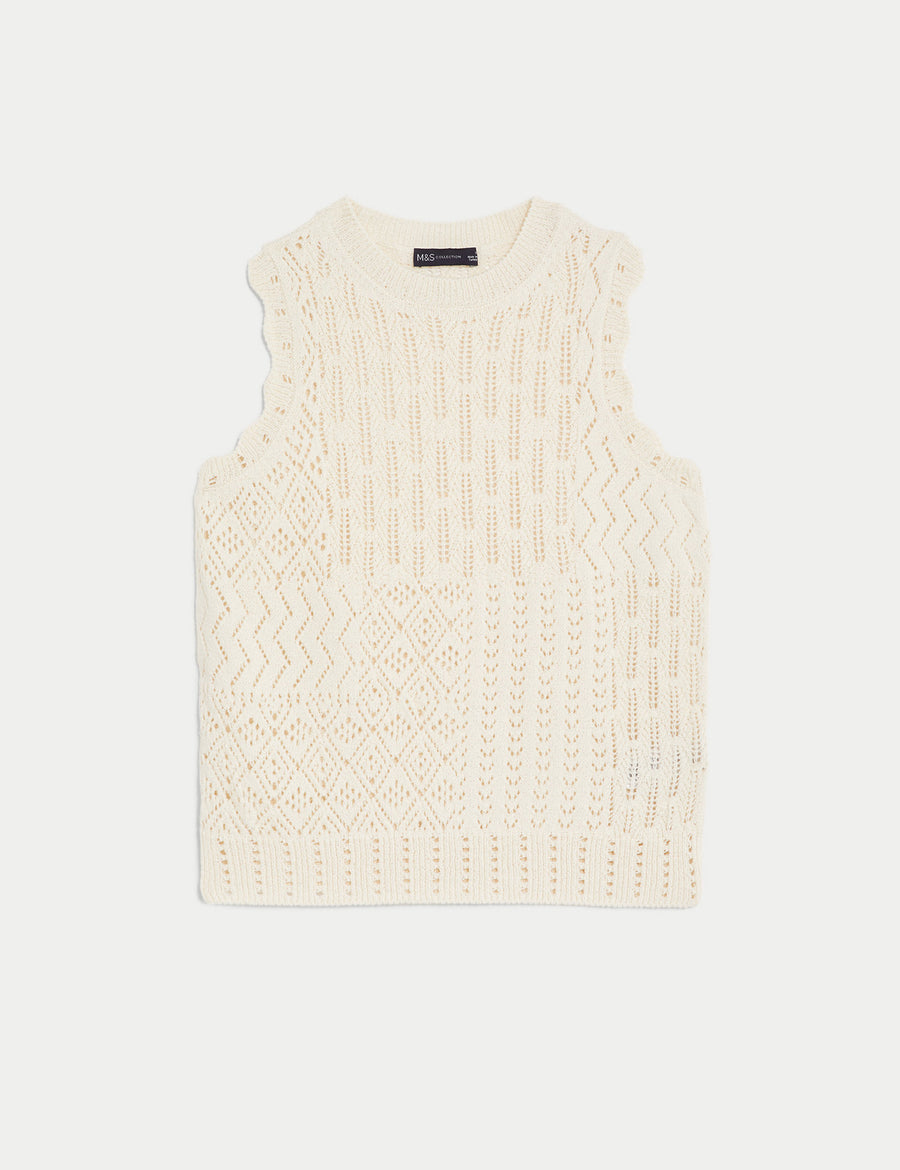 Cotton Rich Textured Knitted Vest