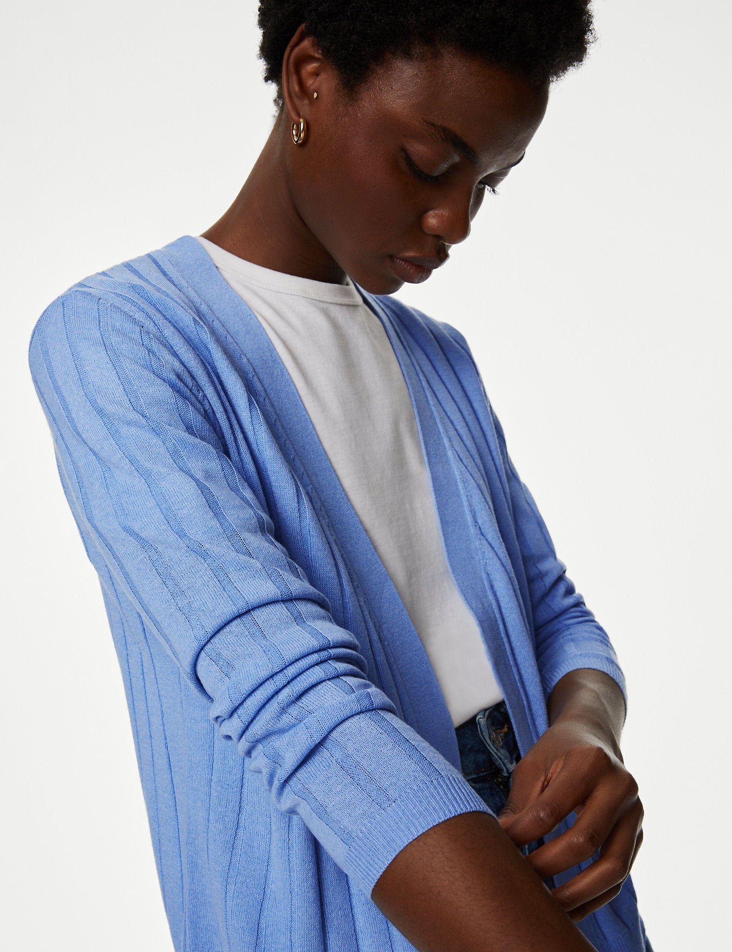 Edge to Edge Relaxed Cardigan with Linen