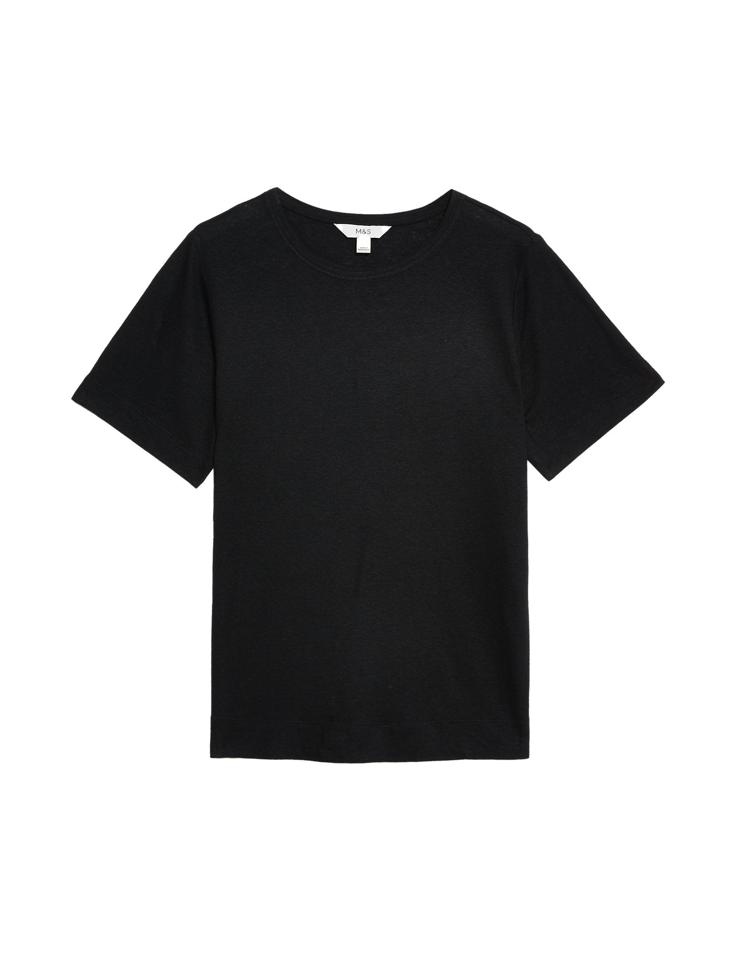 Linen Blend Crew Neck Top