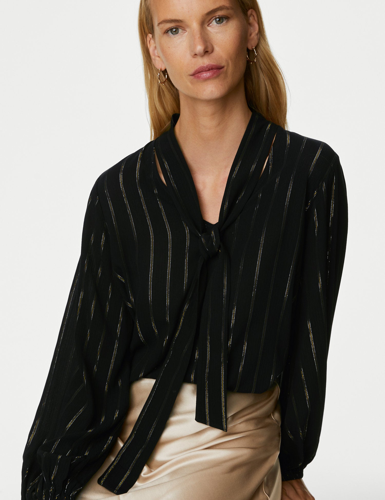Tie Neck Popover Blouse