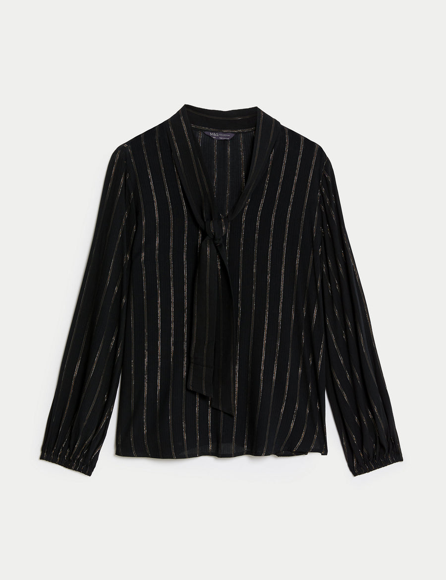 Tie Neck Popover Blouse