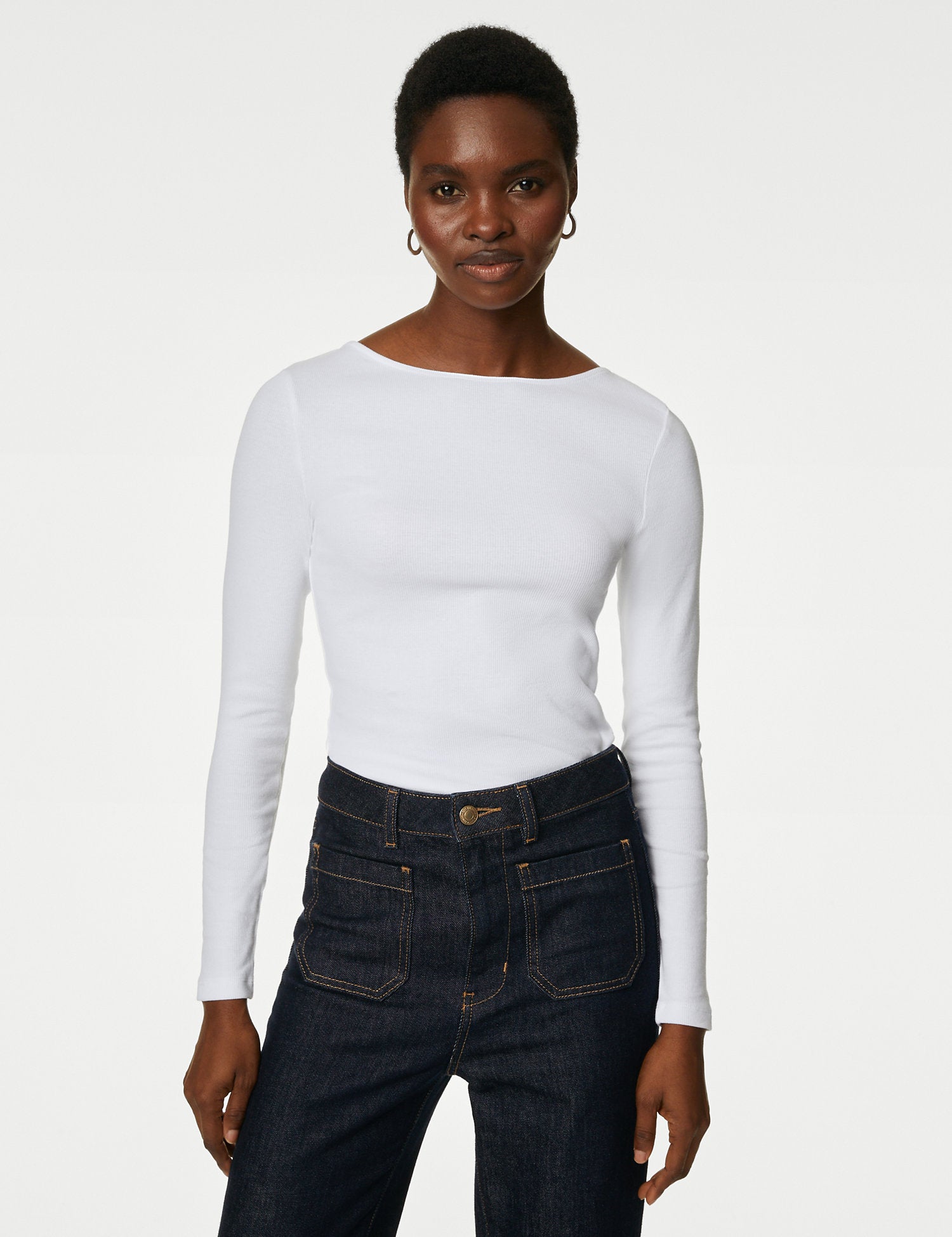 Cotton Rich Ribbed Slim Fit Top