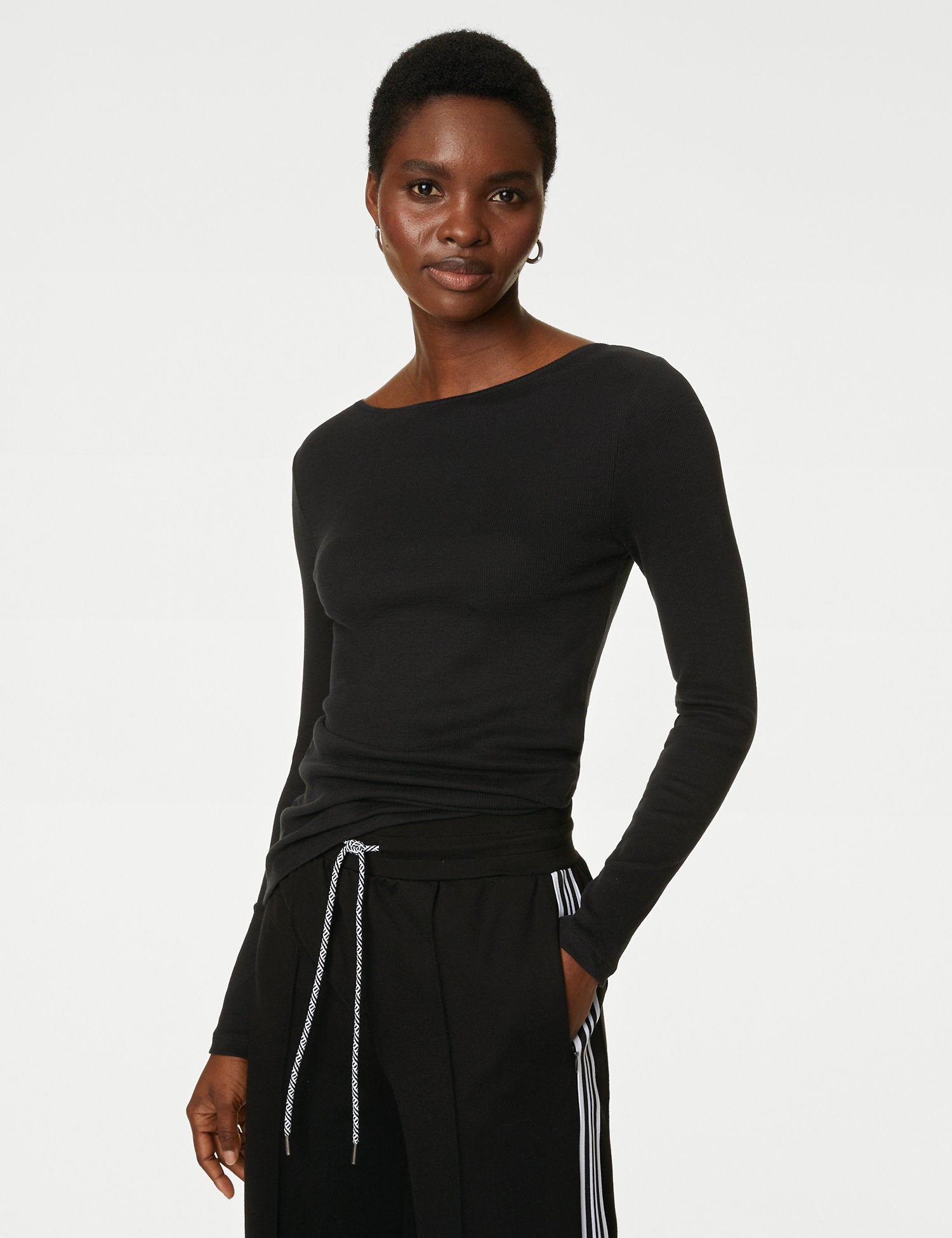 Cotton Rich Ribbed Slim Fit Top