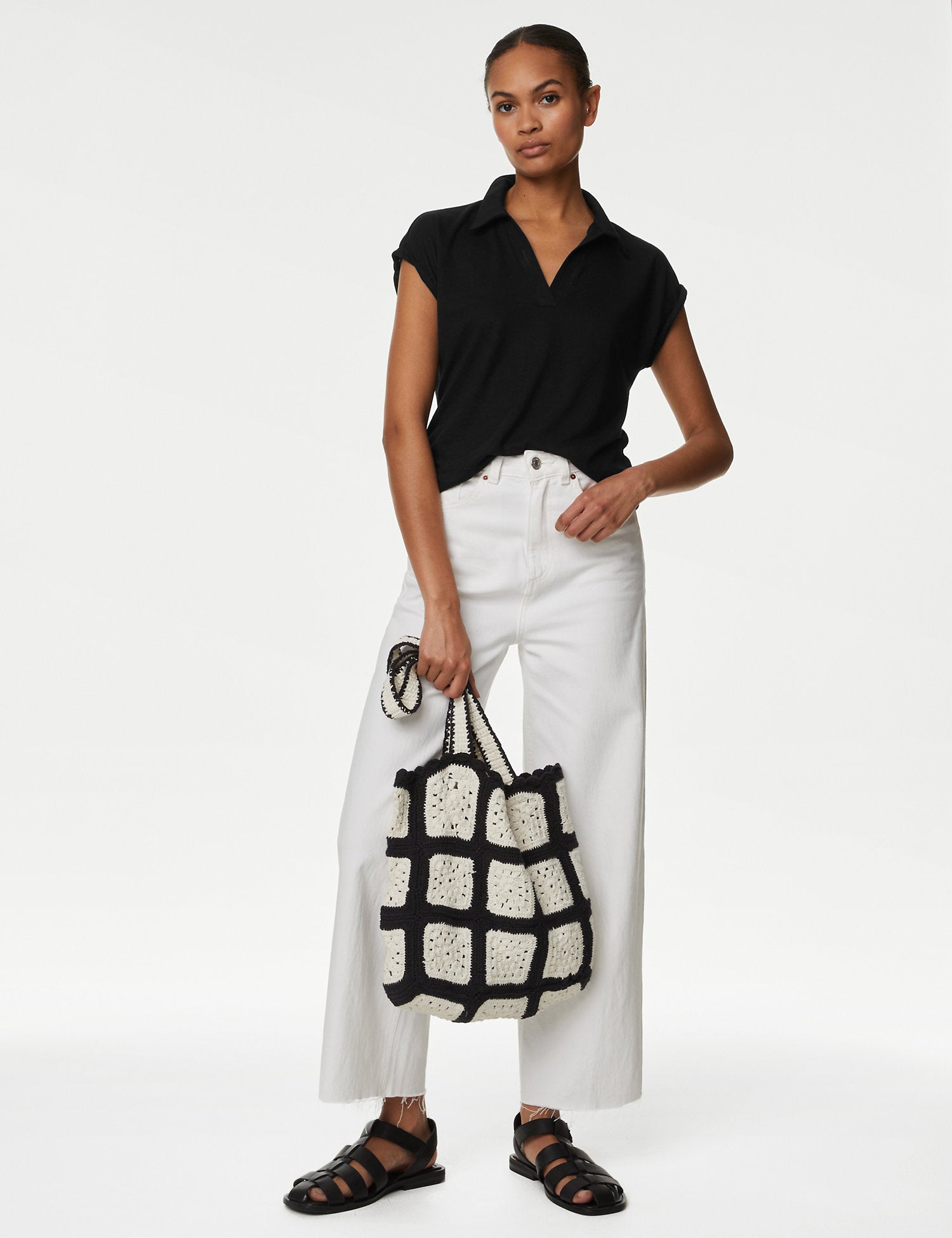 Textured Collared Top with Linen