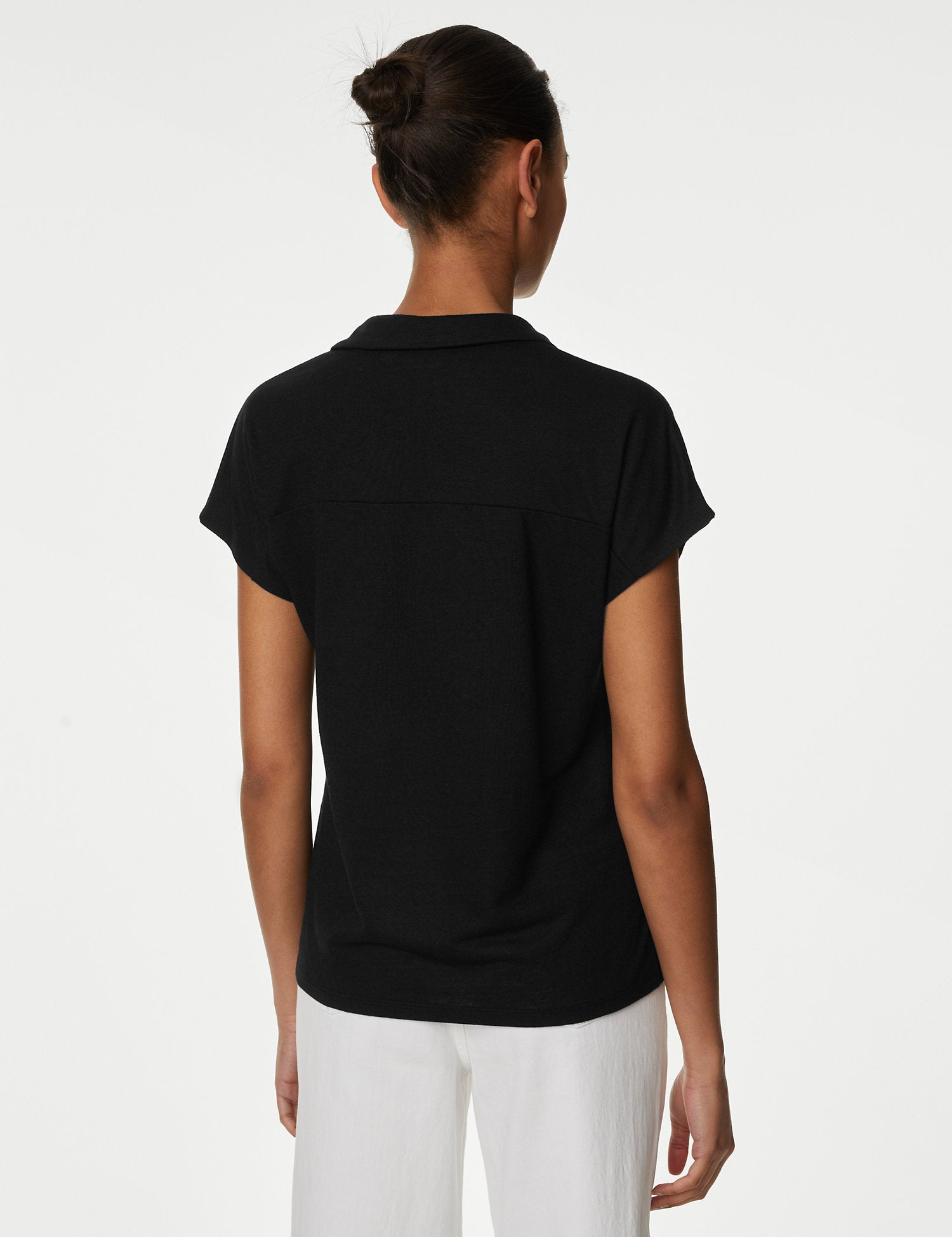 Textured Collared Top with Linen