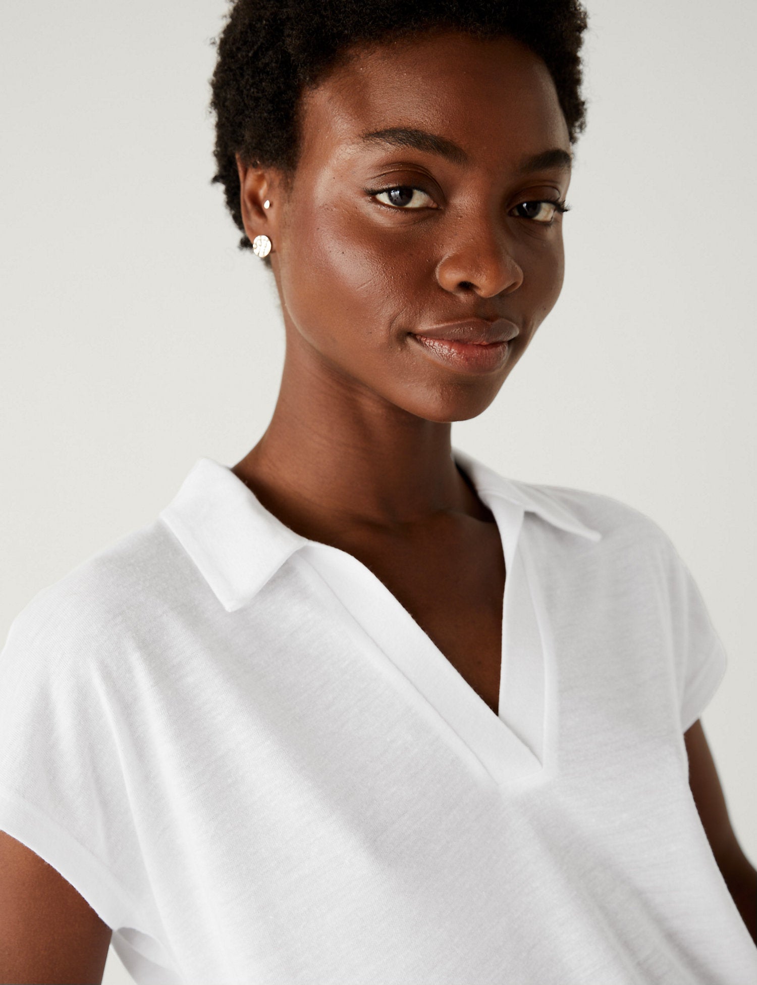 Textured Collared Top with Linen