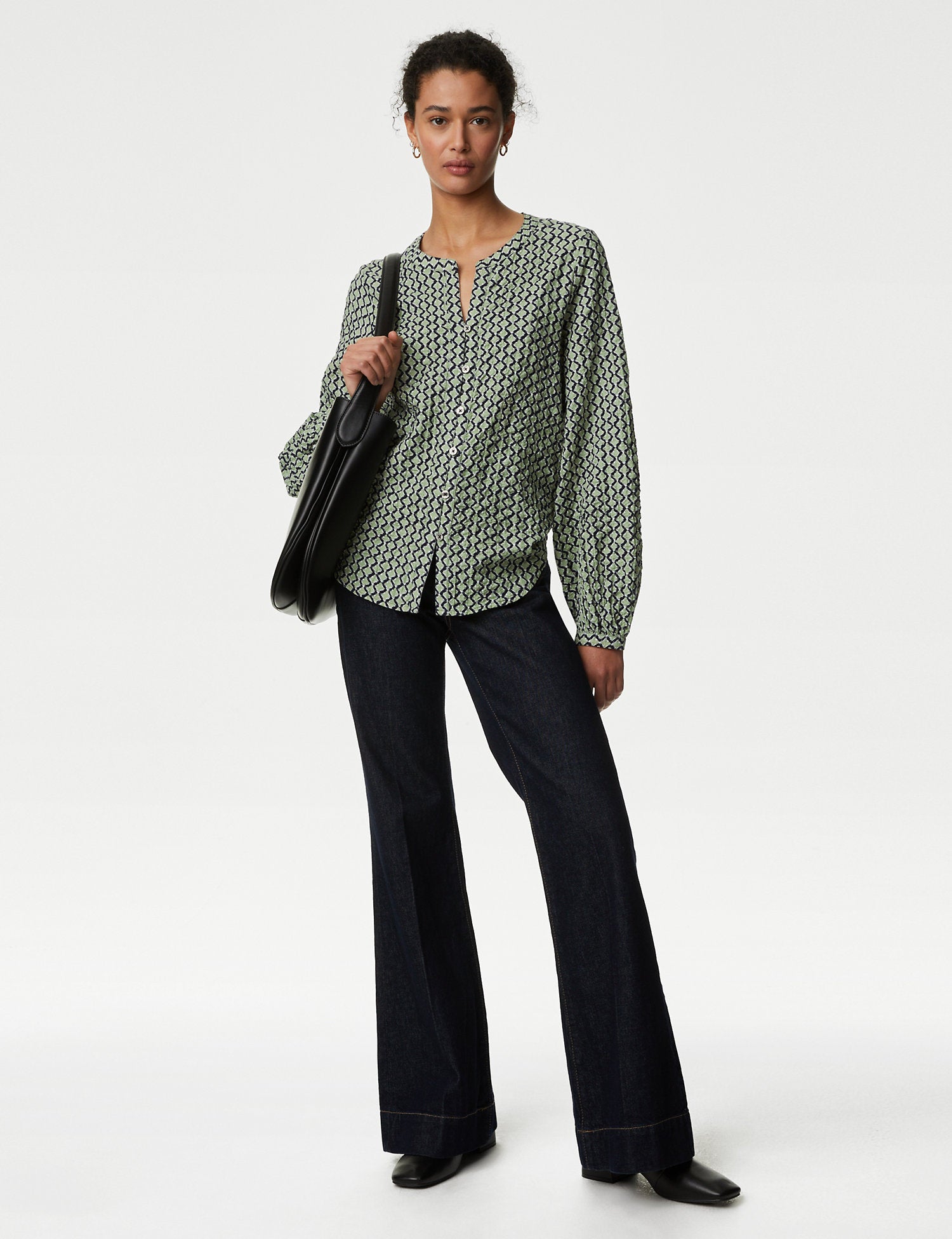 Cotton Rich Printed Textured Blouse