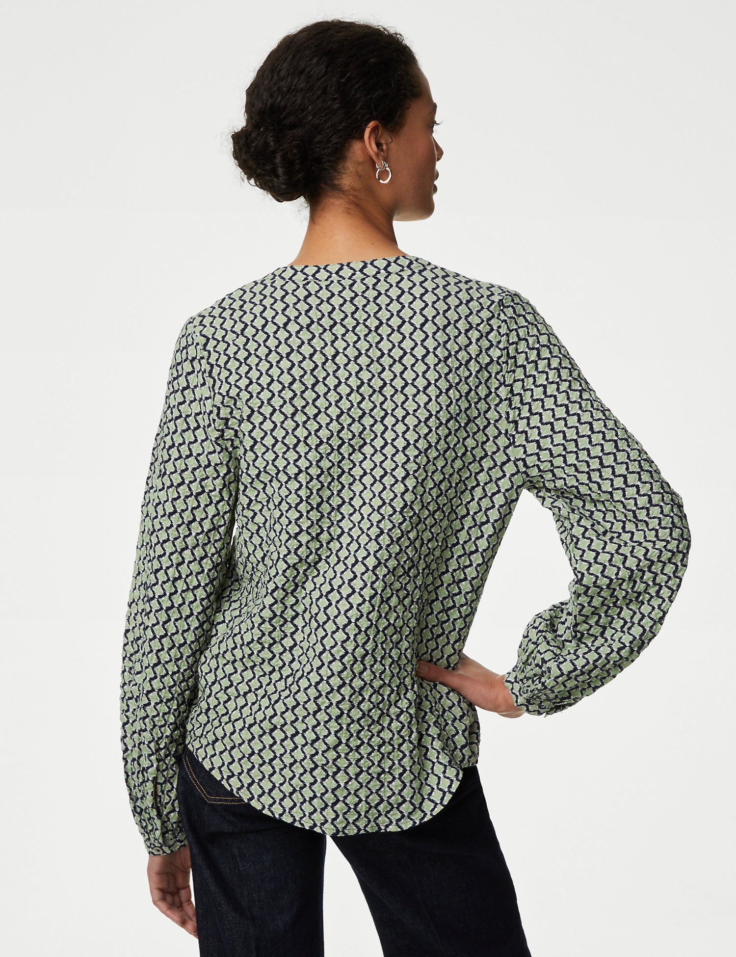 Cotton Rich Printed Textured Blouse