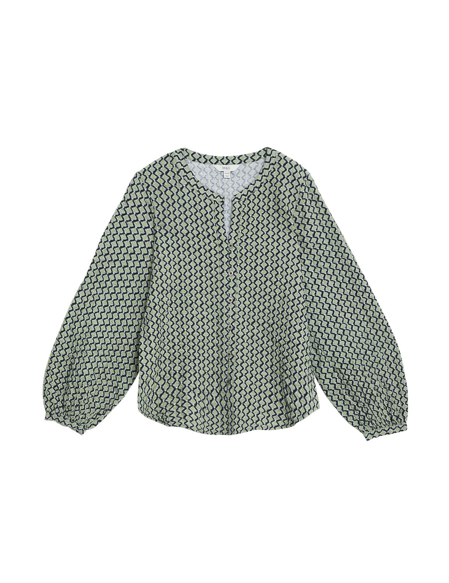 Cotton Rich Printed Textured Blouse