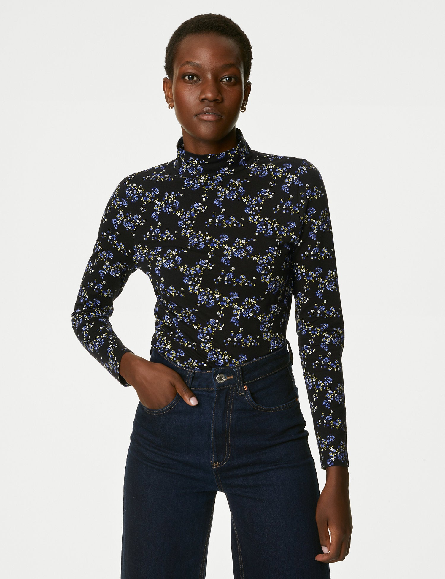 Cotton Rich Printed Slim Fit Top