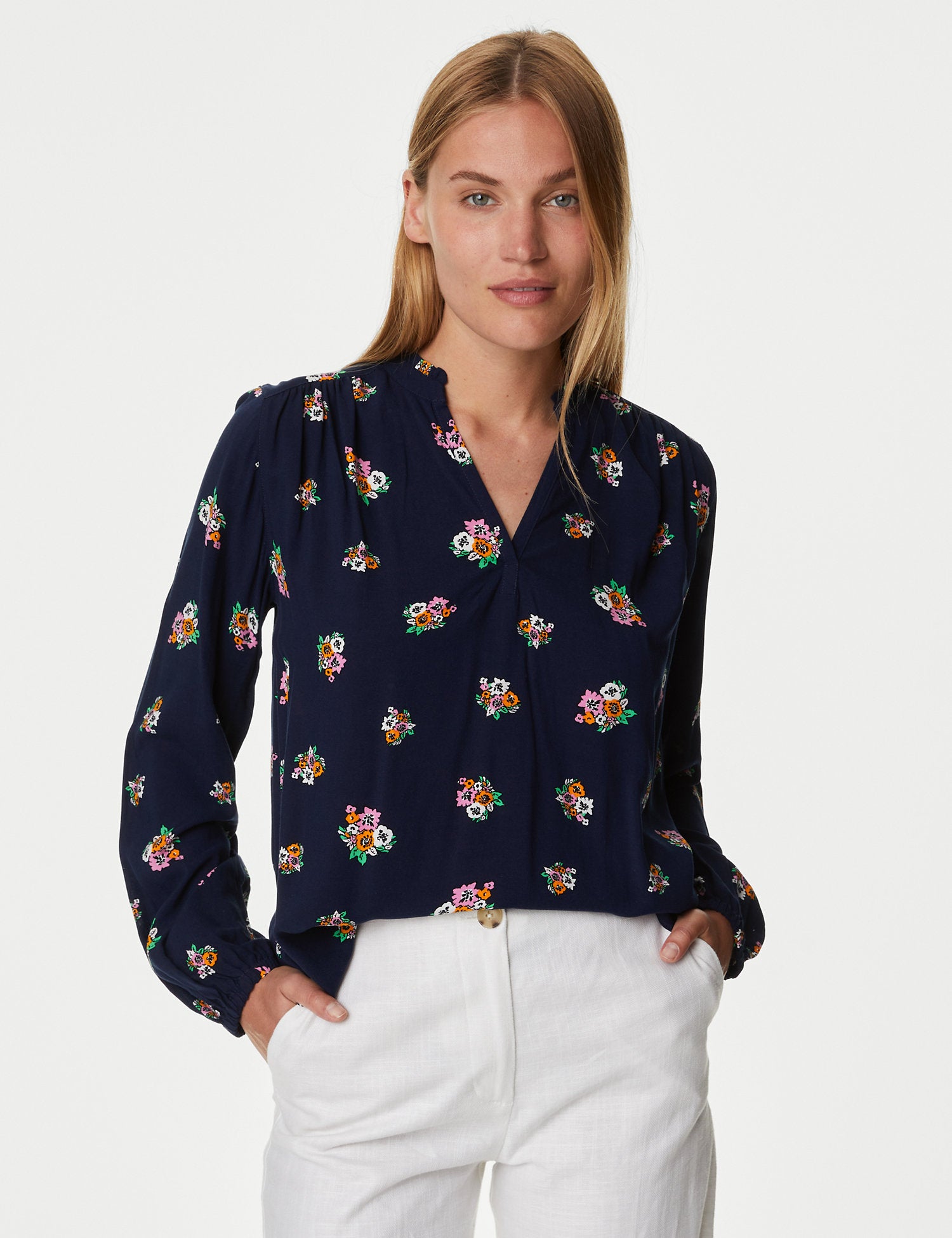 Printed Regular Fit Long Sleeve Blouse
