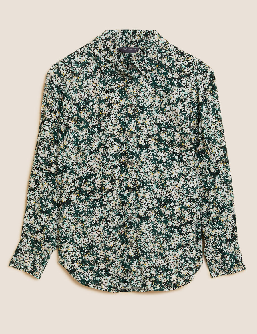 Printed Collared Long Sleeve Shirt