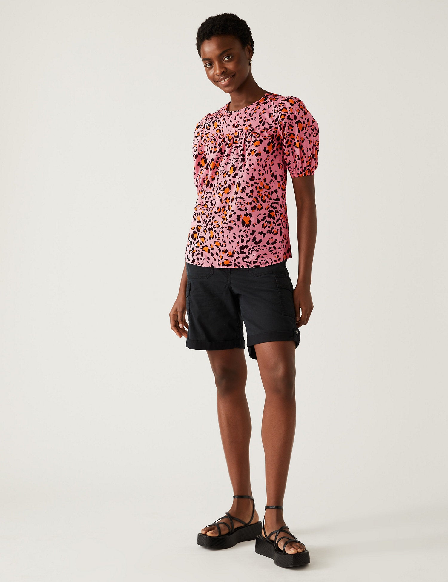 Pure Cotton Printed Puff Sleeve Blouse