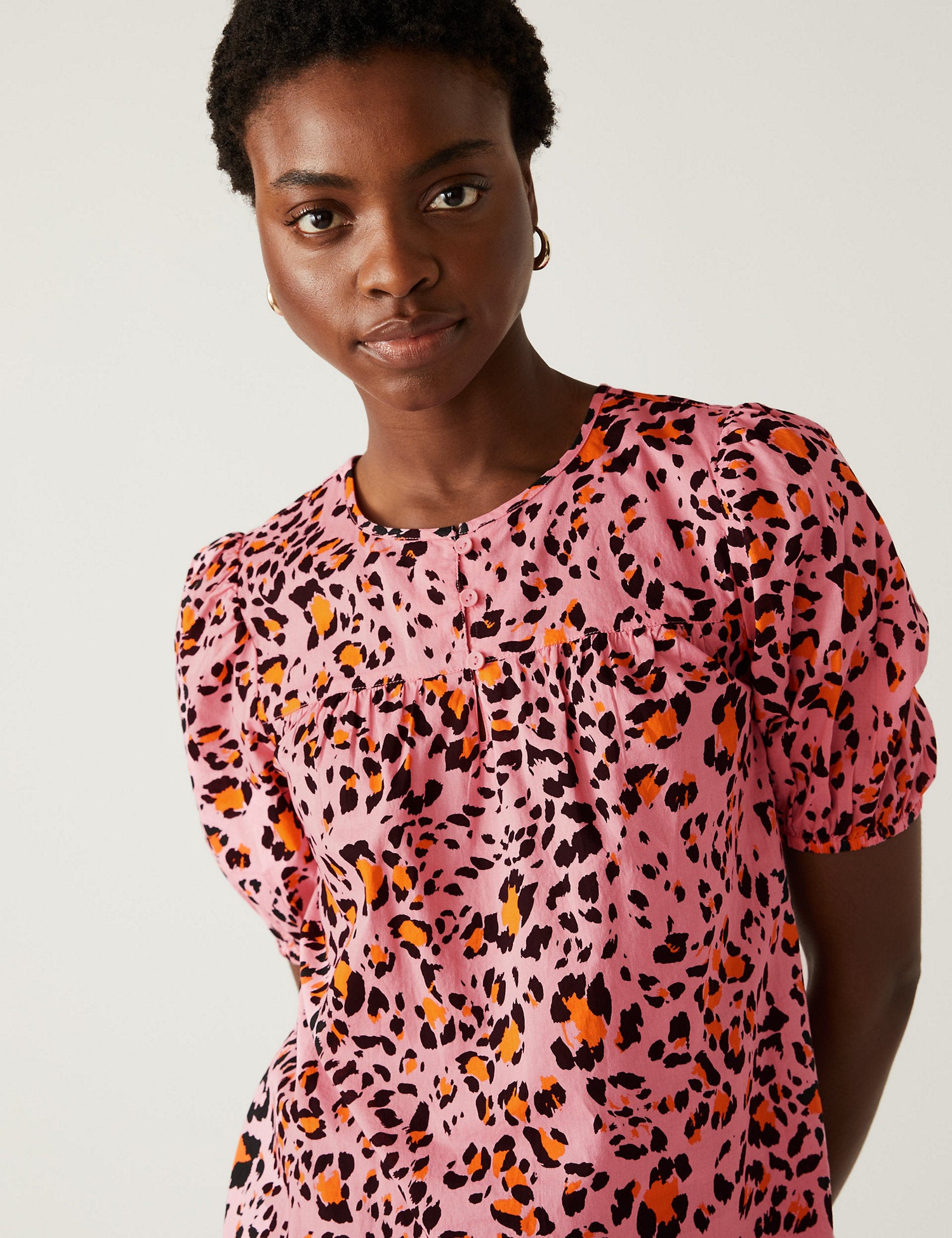 Pure Cotton Printed Puff Sleeve Blouse