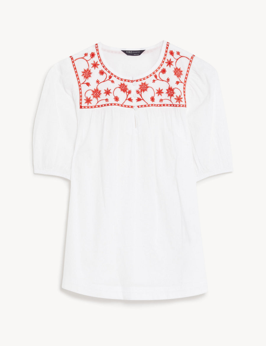 Pure Cotton Embroidered Top