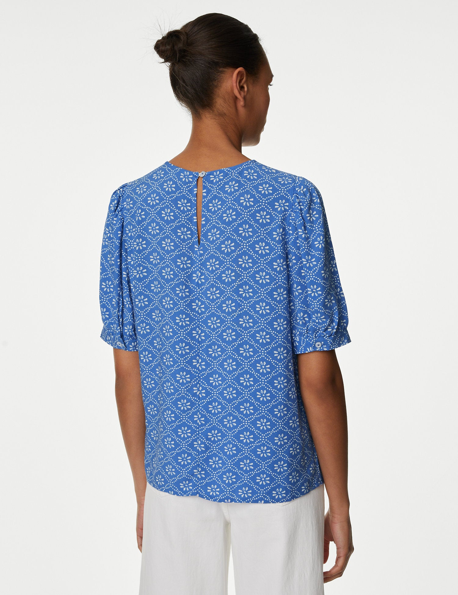 Printed Puff Sleeve Blouse