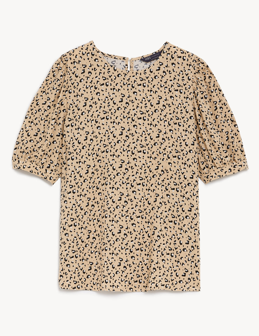 Printed Puff Sleeve Blouse