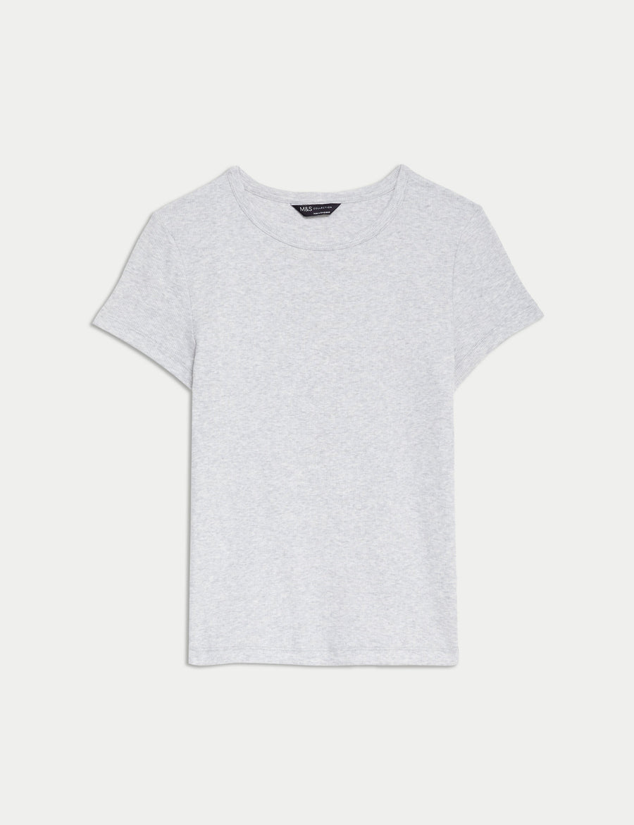 Cotton Rich Slim Fit Ribbed T-Shirt