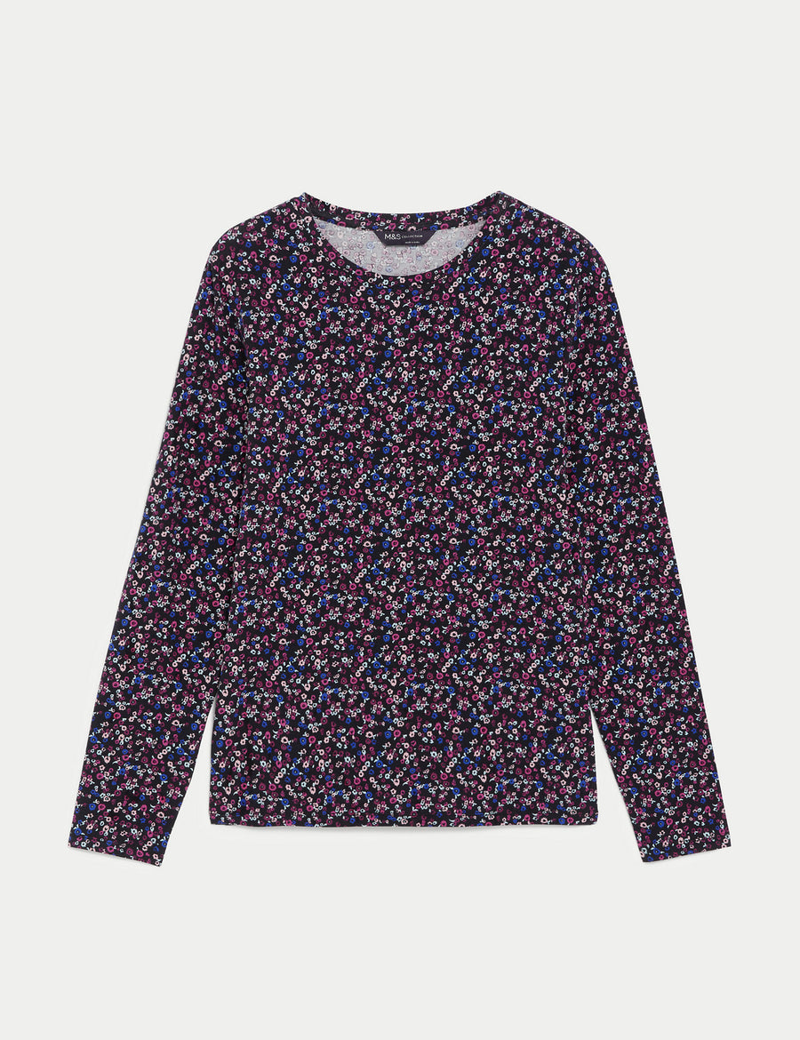 Cotton Rich Printed Slim Fit Top