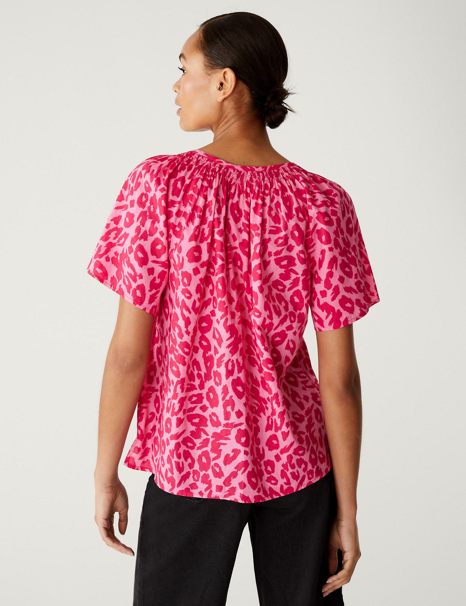 Pure Cotton Printed Tie Neck Blouse