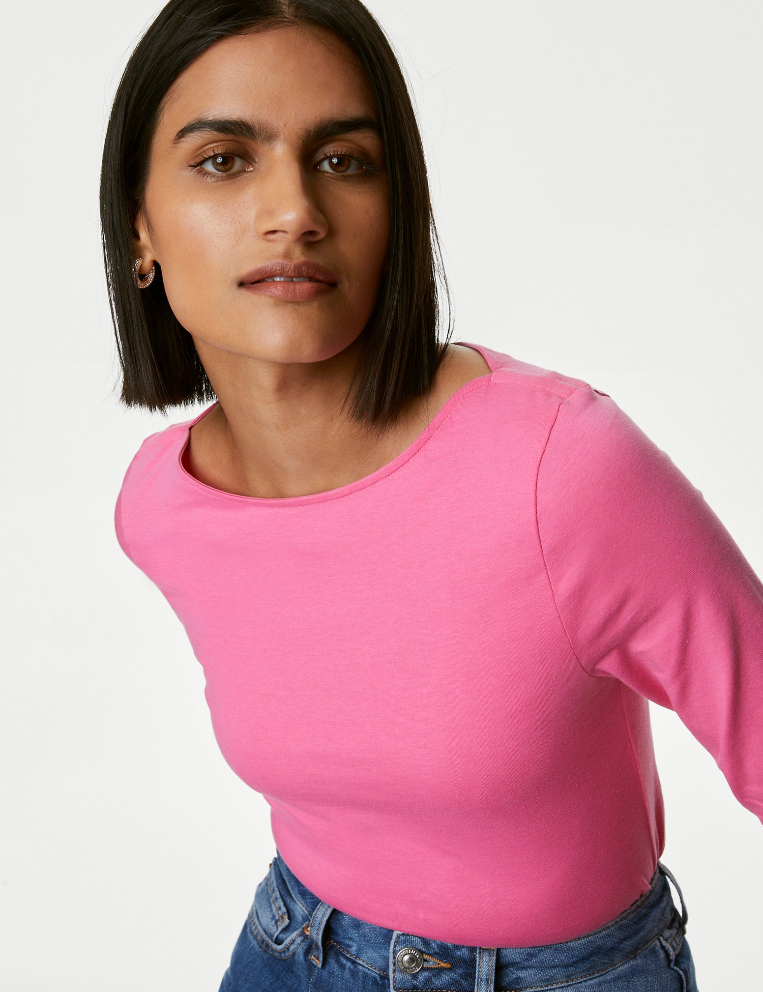 Cotton Rich Slim Fit 3/4 Sleeve T-Shirt
