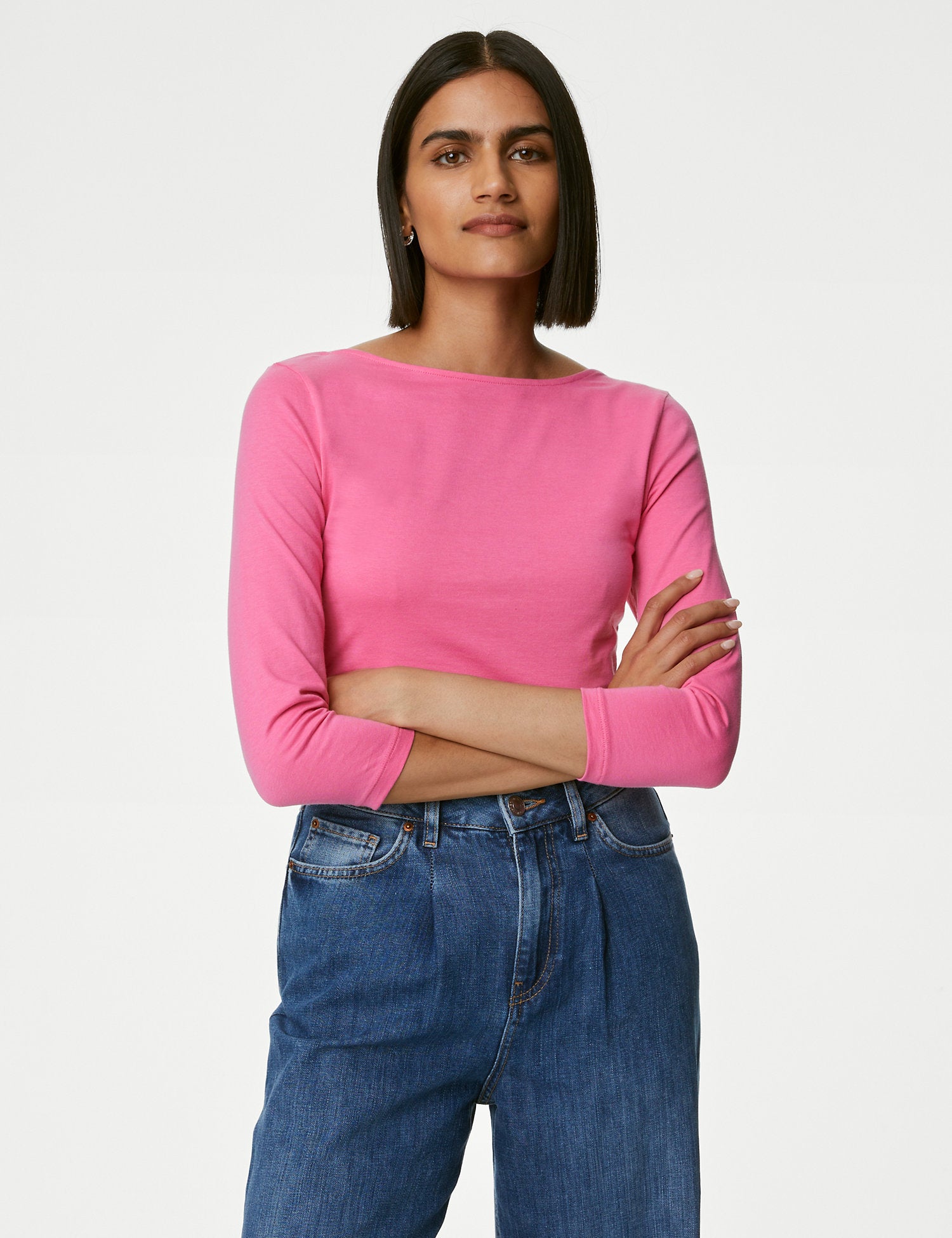Cotton Rich Slim Fit 3/4 Sleeve T-Shirt