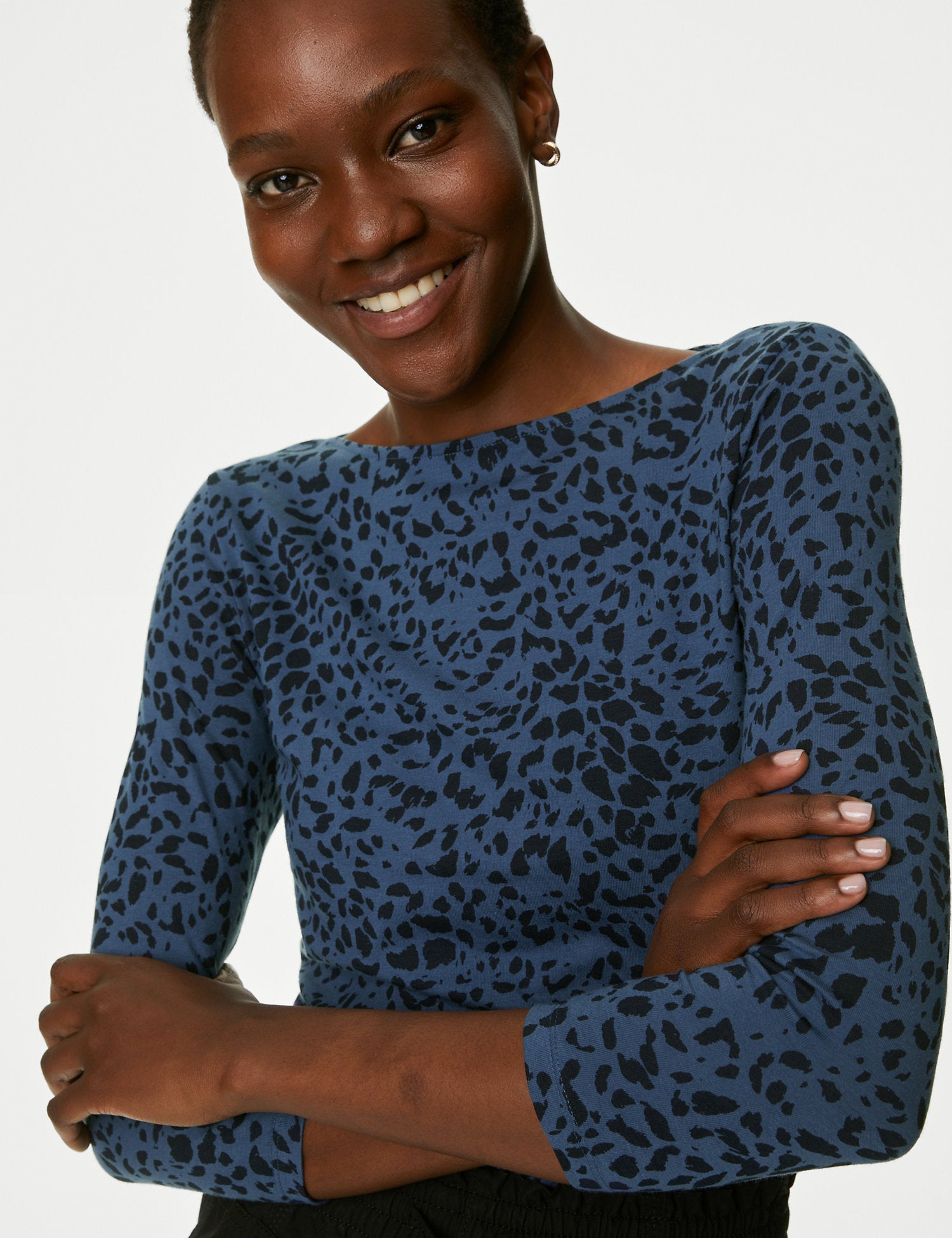 Cotton Rich Printed Slim Fit Top