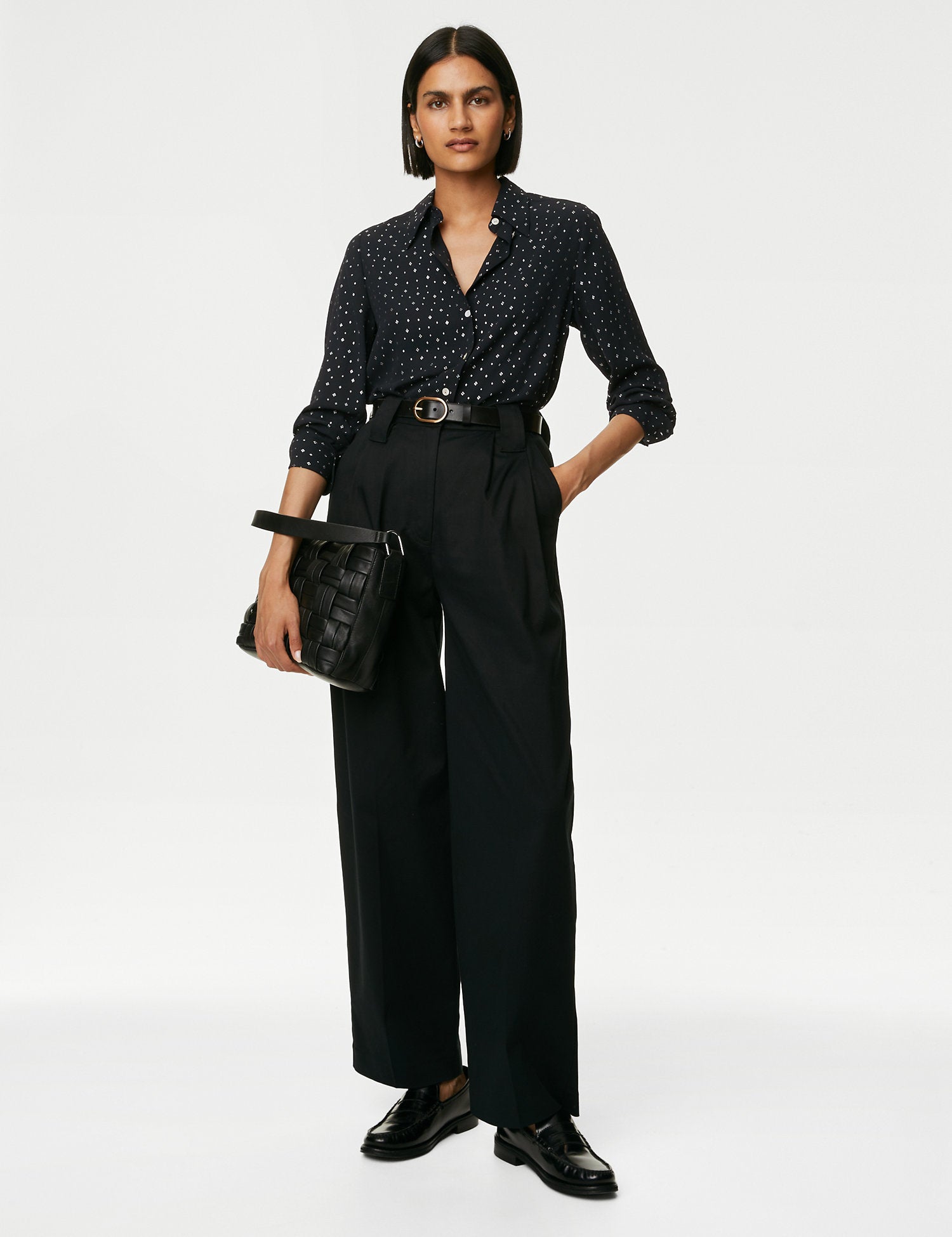 Foil Print Collared Button Through Shirt
