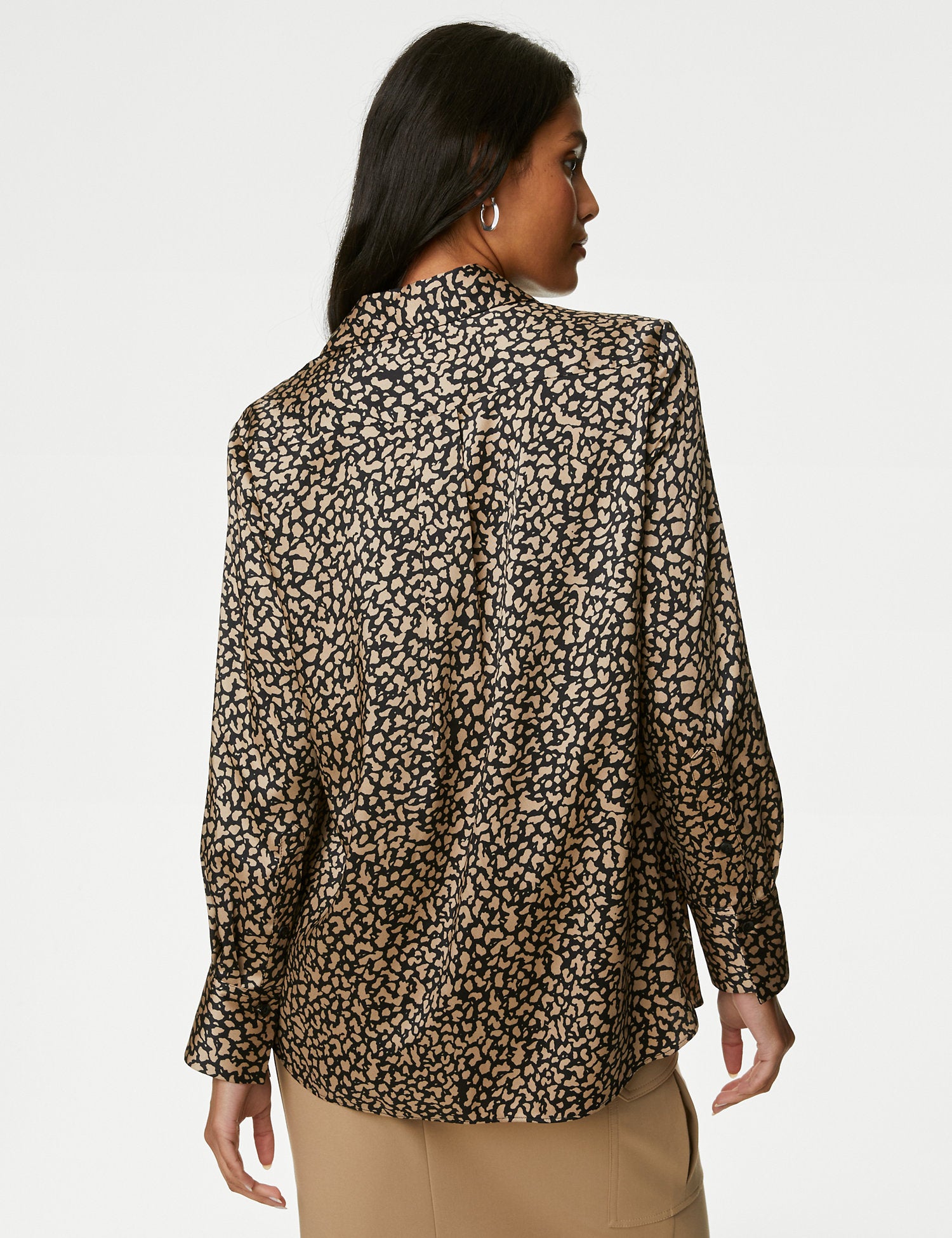 Printed Collared Popover Blouse