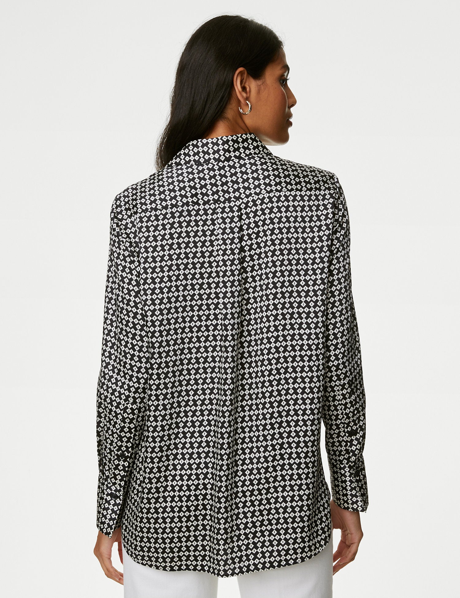 Printed Collared Popover Blouse