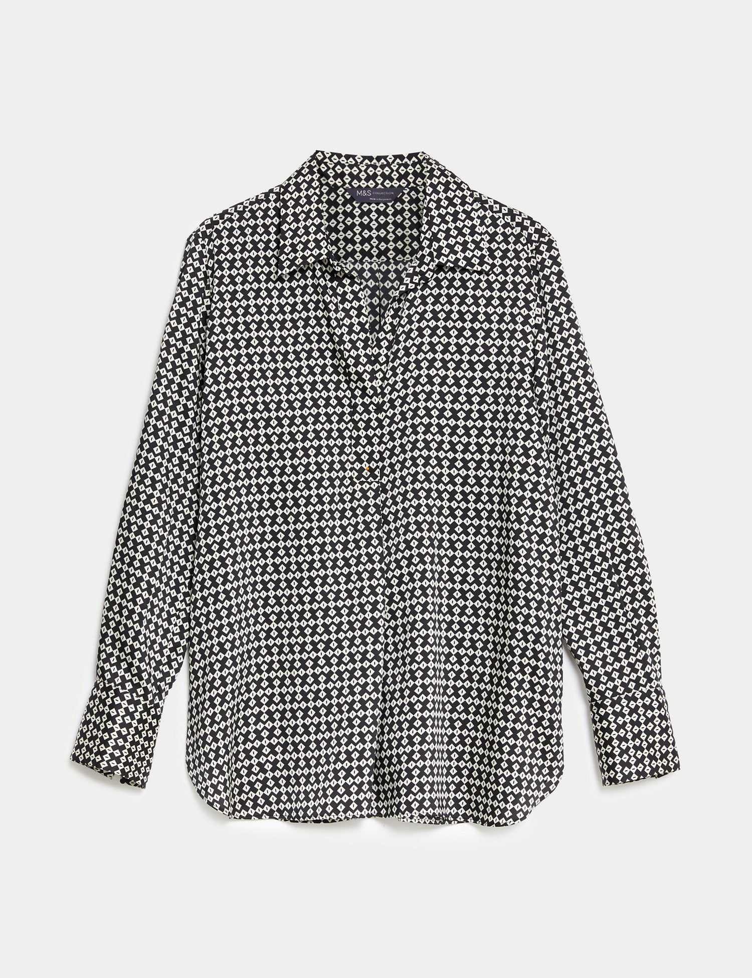 Printed Collared Popover Blouse