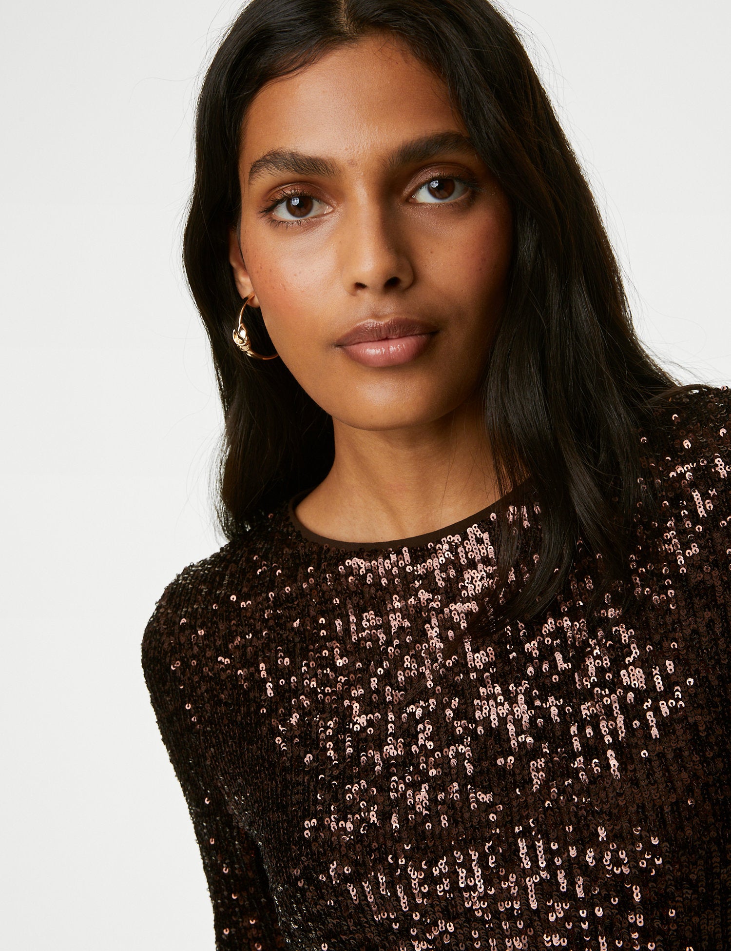 Sequin Round Neck Top