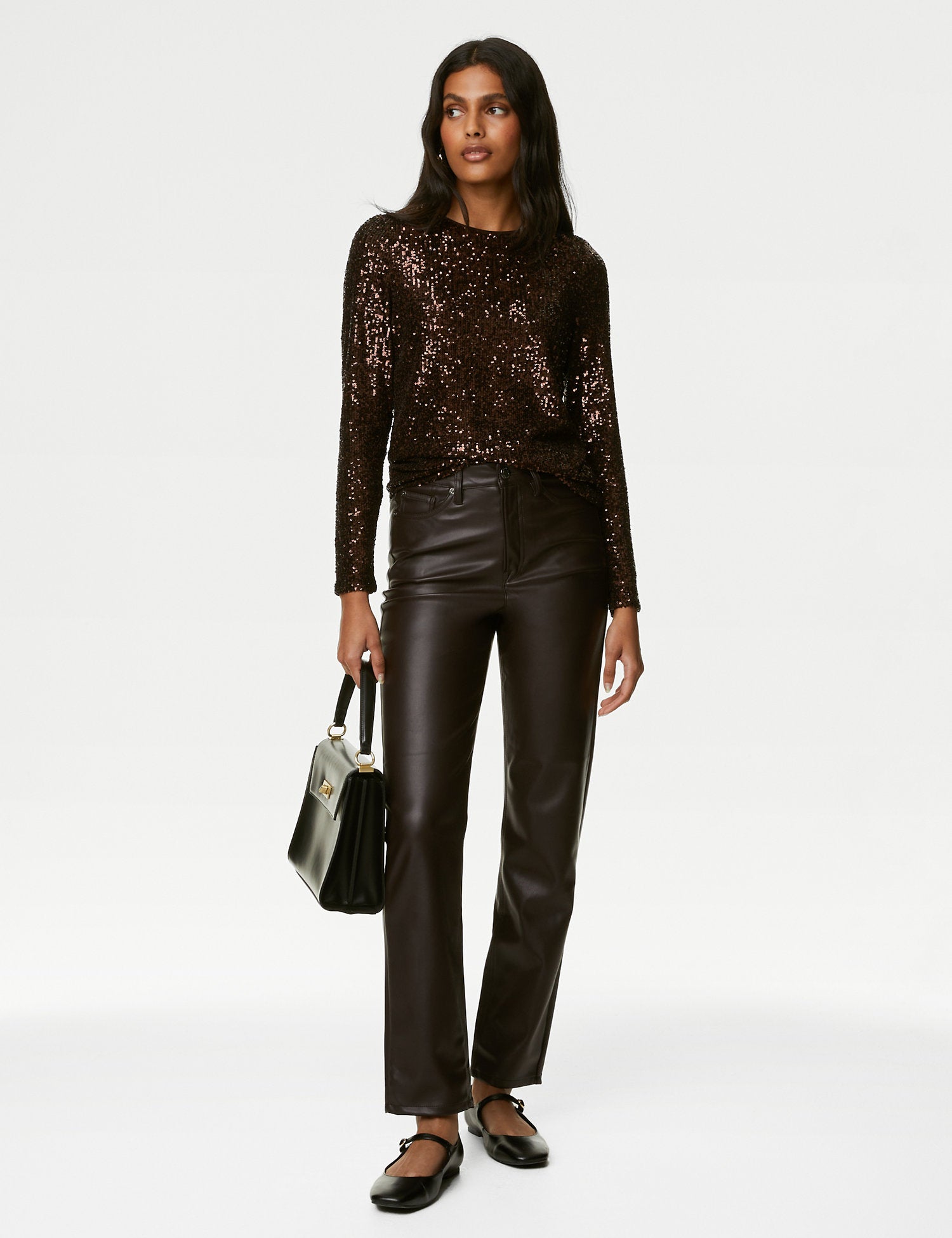 Sequin Round Neck Top