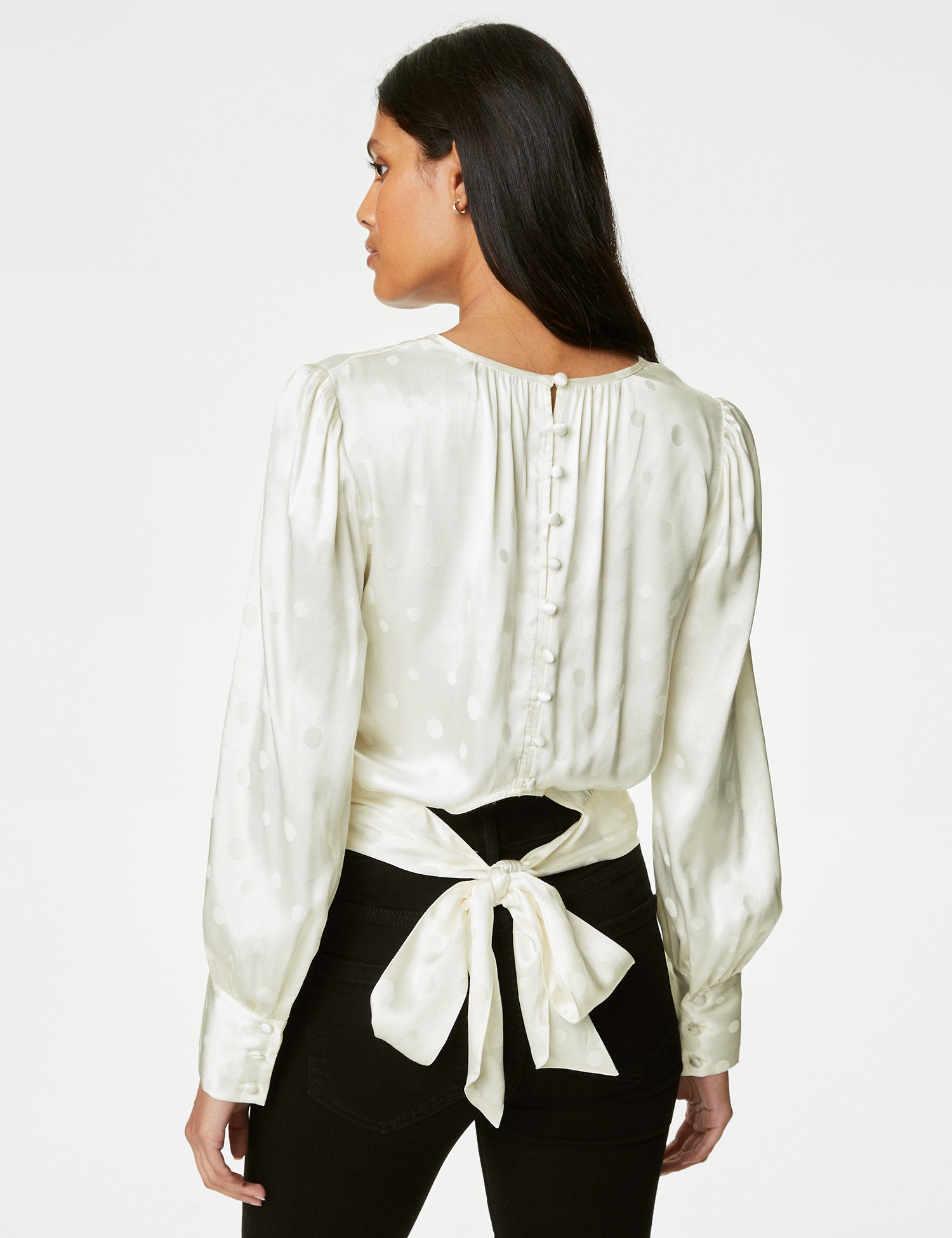 Satin Spotty Round Neck Blouse