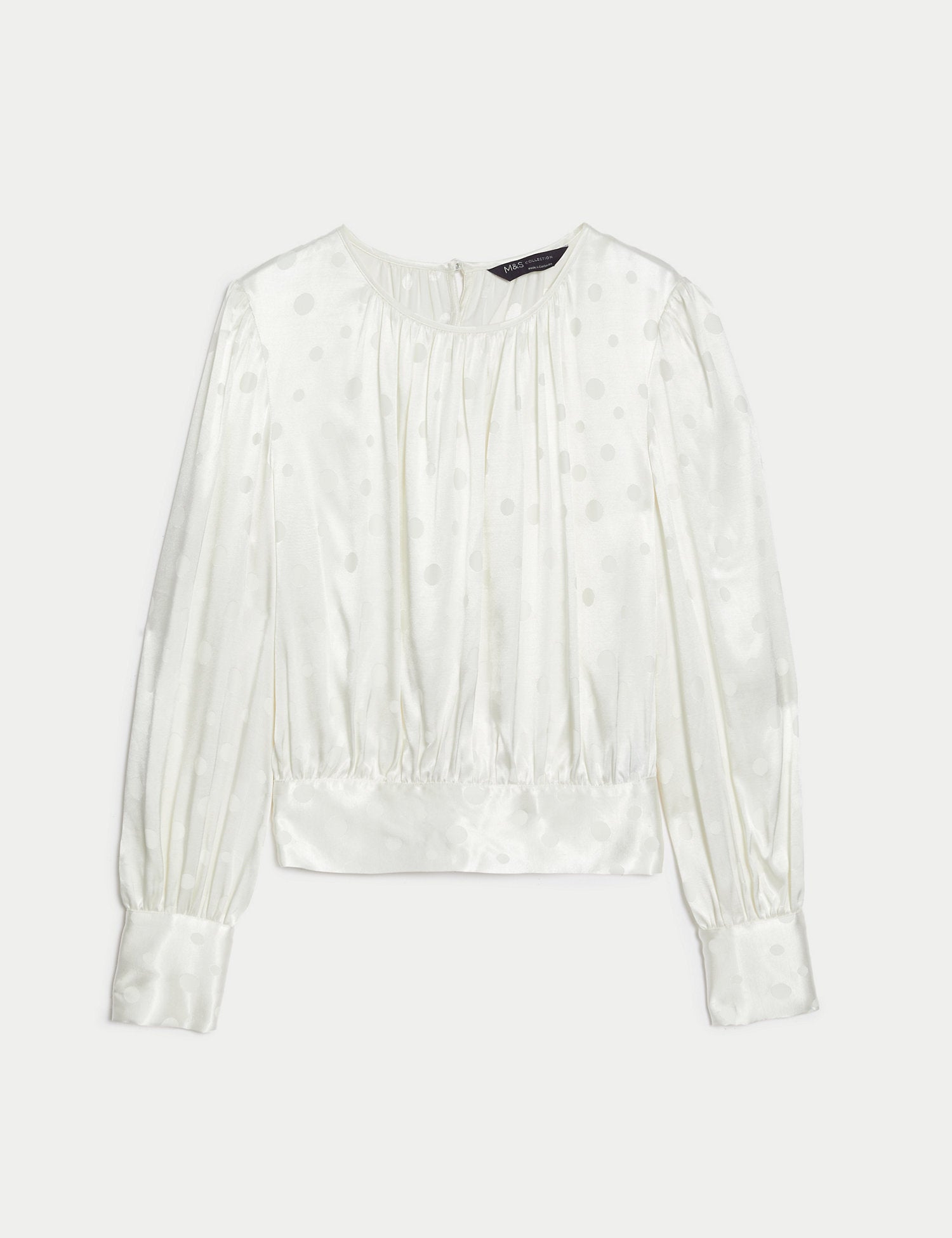 Satin Spotty Round Neck Blouse
