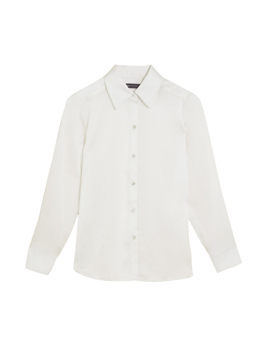 Satin Collared Long Sleeve Shirt