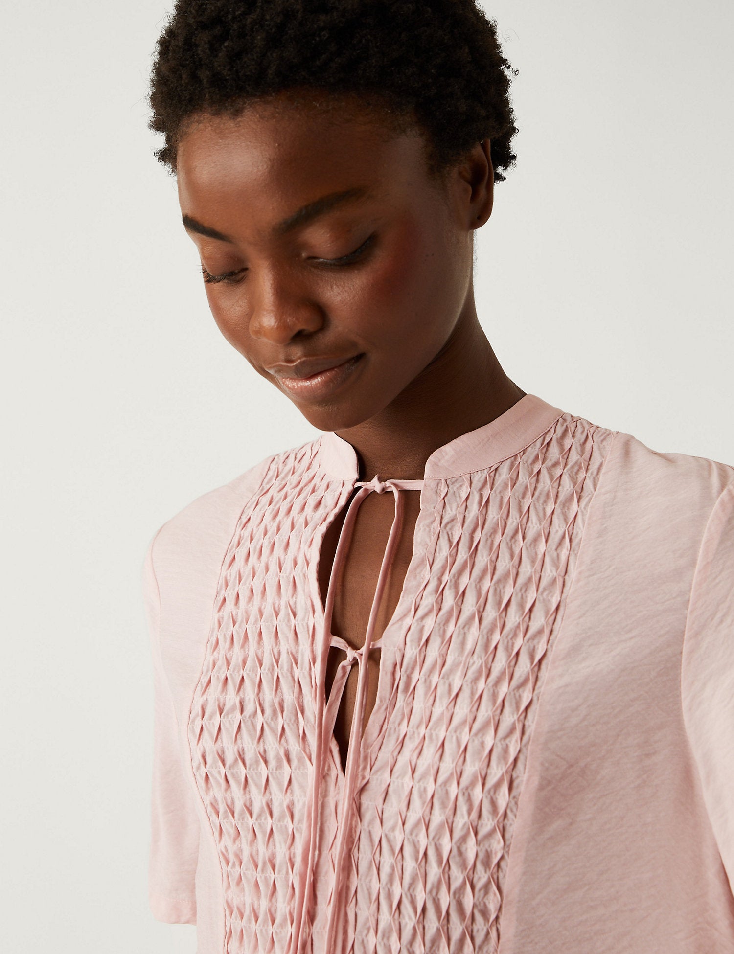 V-Neck Smocked Popover Blouse