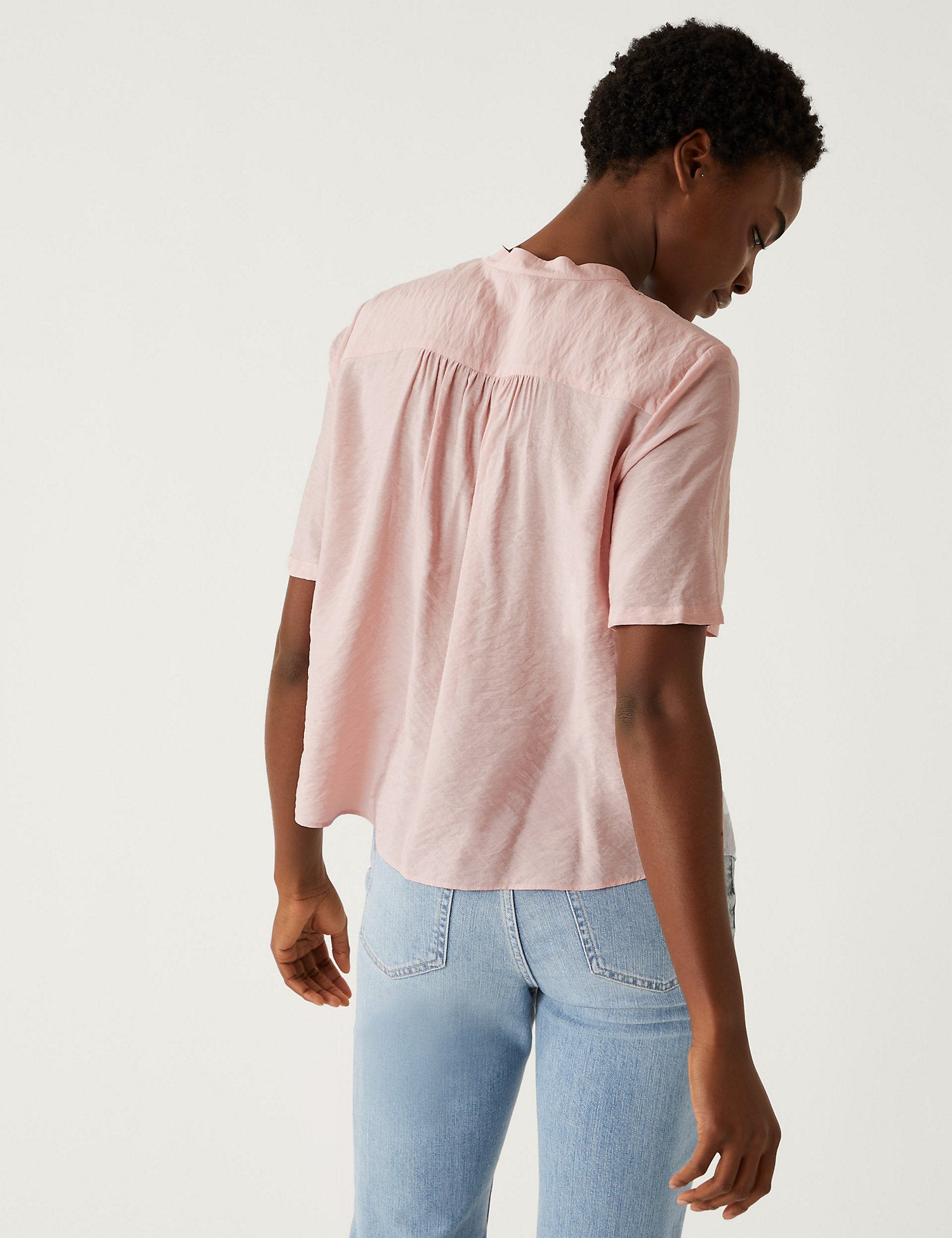 V-Neck Smocked Popover Blouse