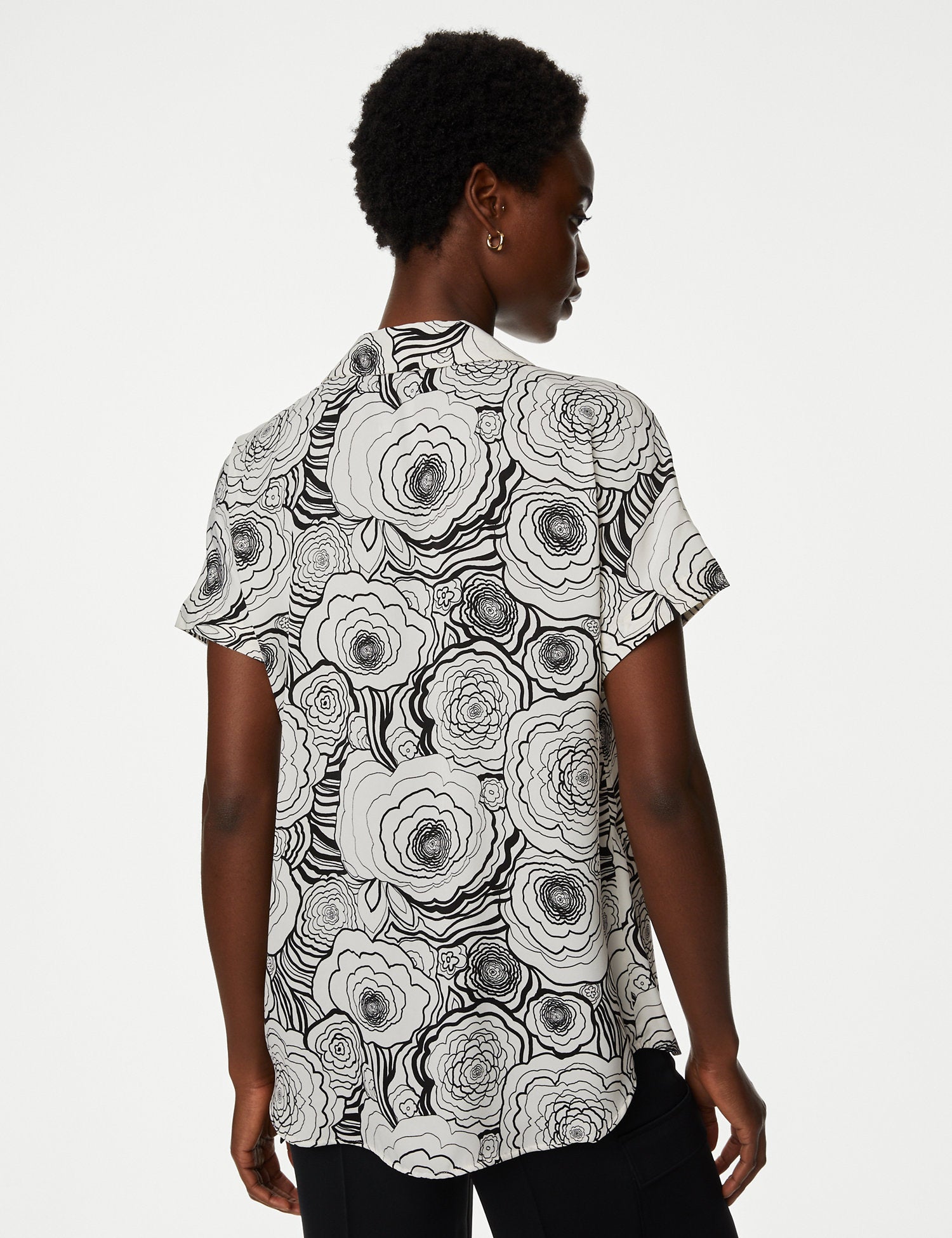 Satin Printed Popover Blouse