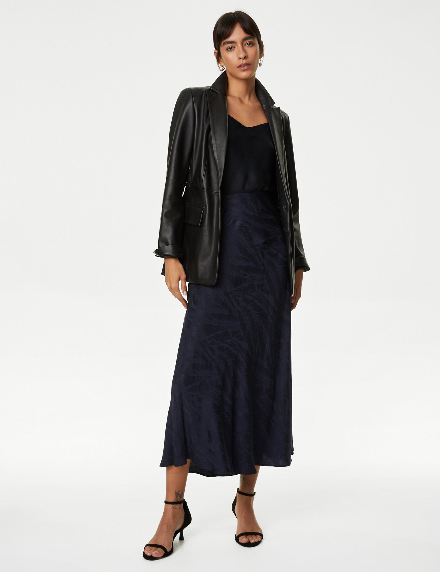 Floral Jacquard Maxi Slip Skirt