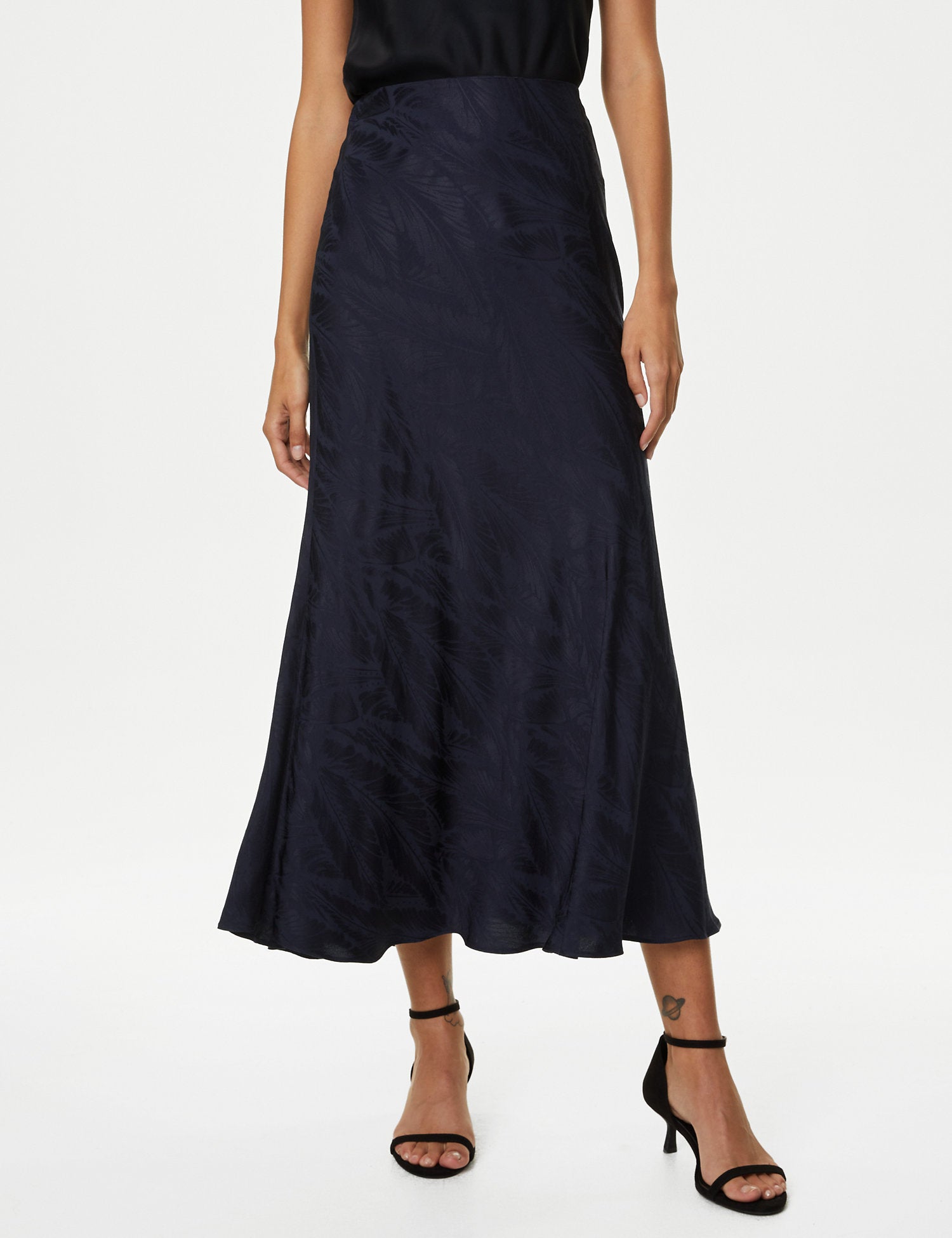 Floral Jacquard Maxi Slip Skirt