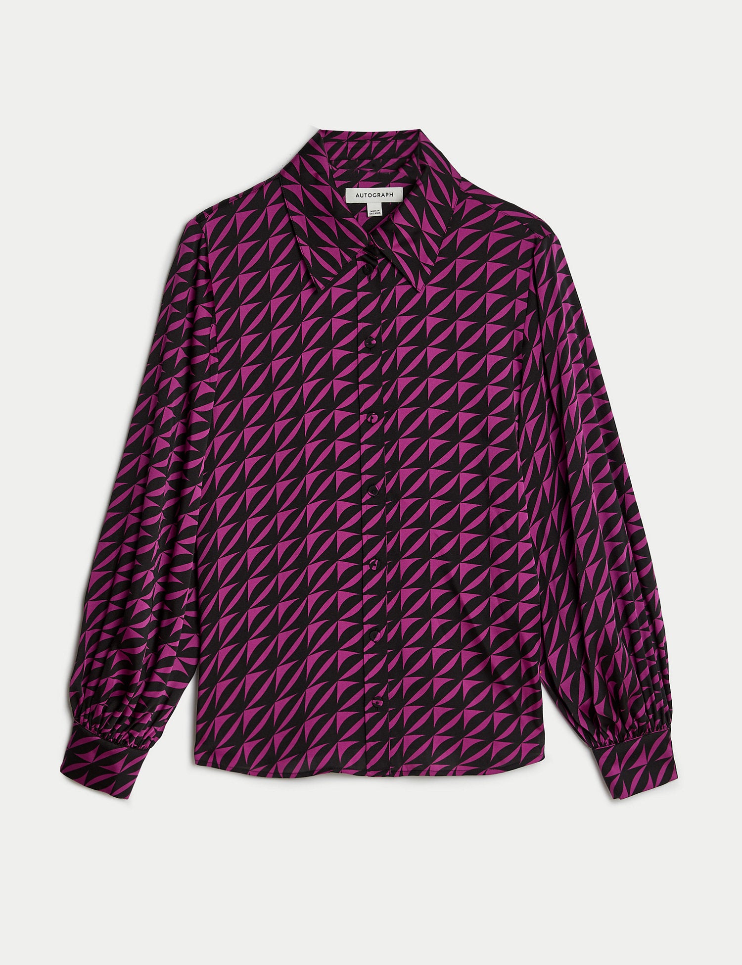 Satin Printed Blouson Sleeve Shirt