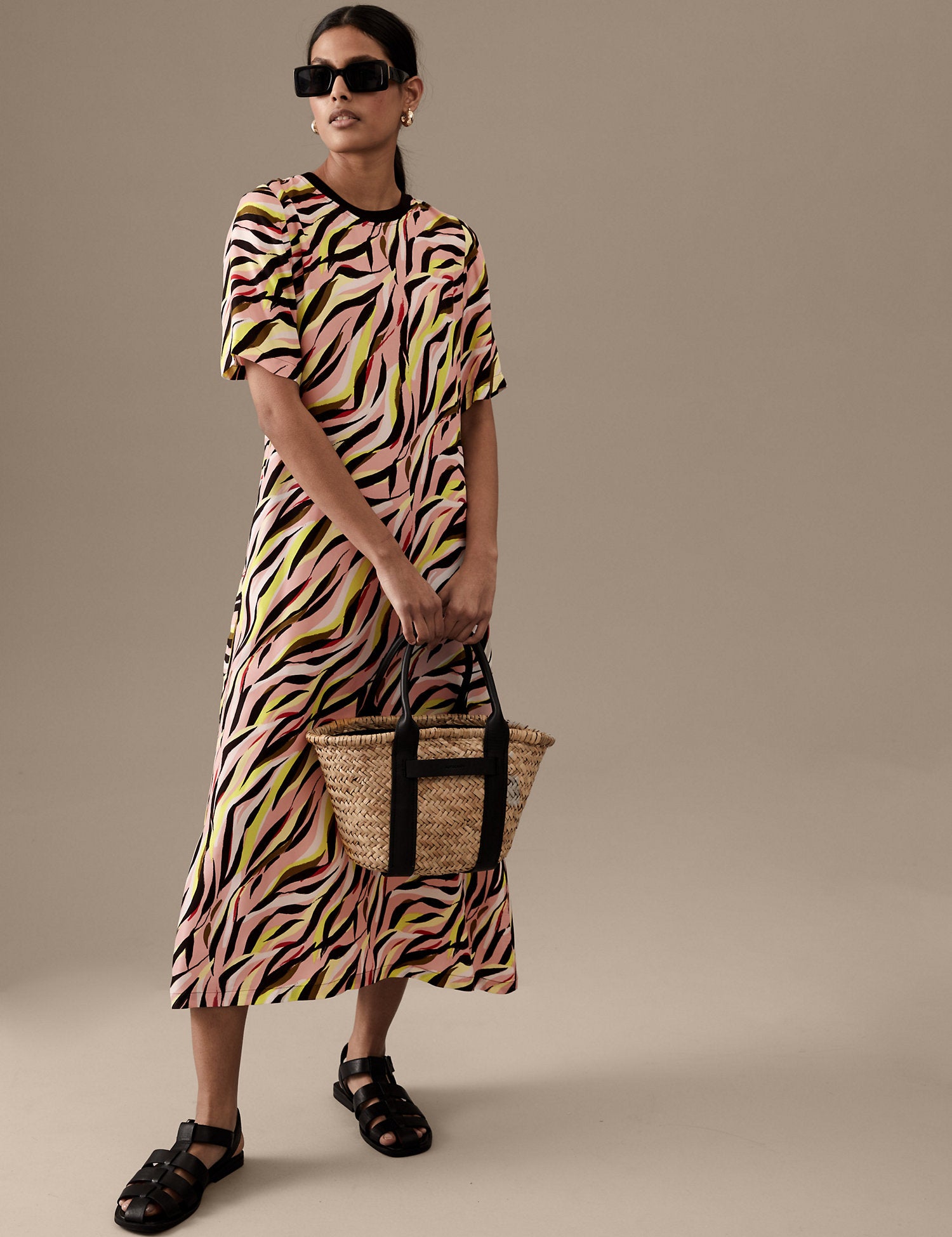 Cupro Rich Printed Midaxi T-Shirt Dress