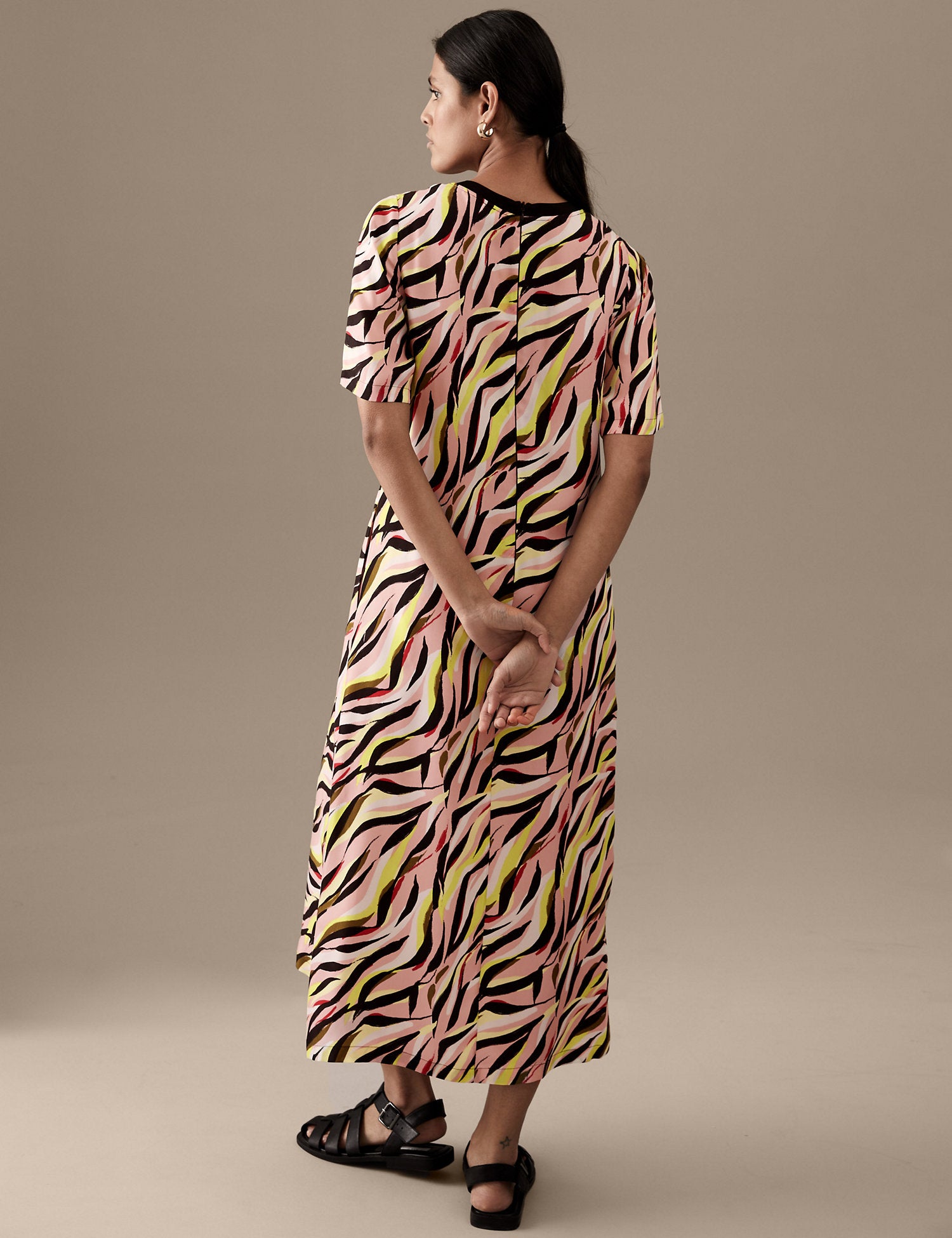 Cupro Rich Printed Midaxi T-Shirt Dress