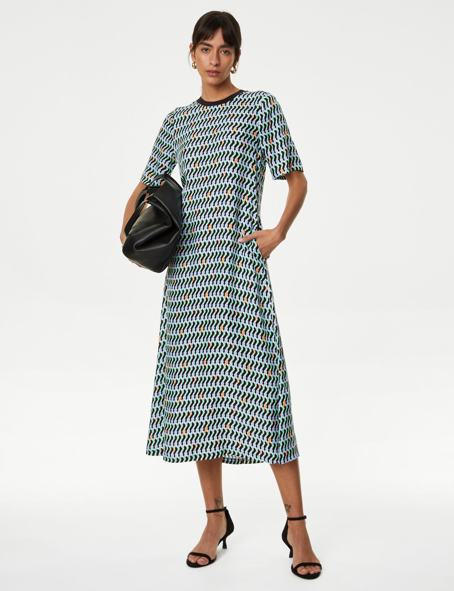 Cupro Rich Printed Midaxi T-Shirt Dress