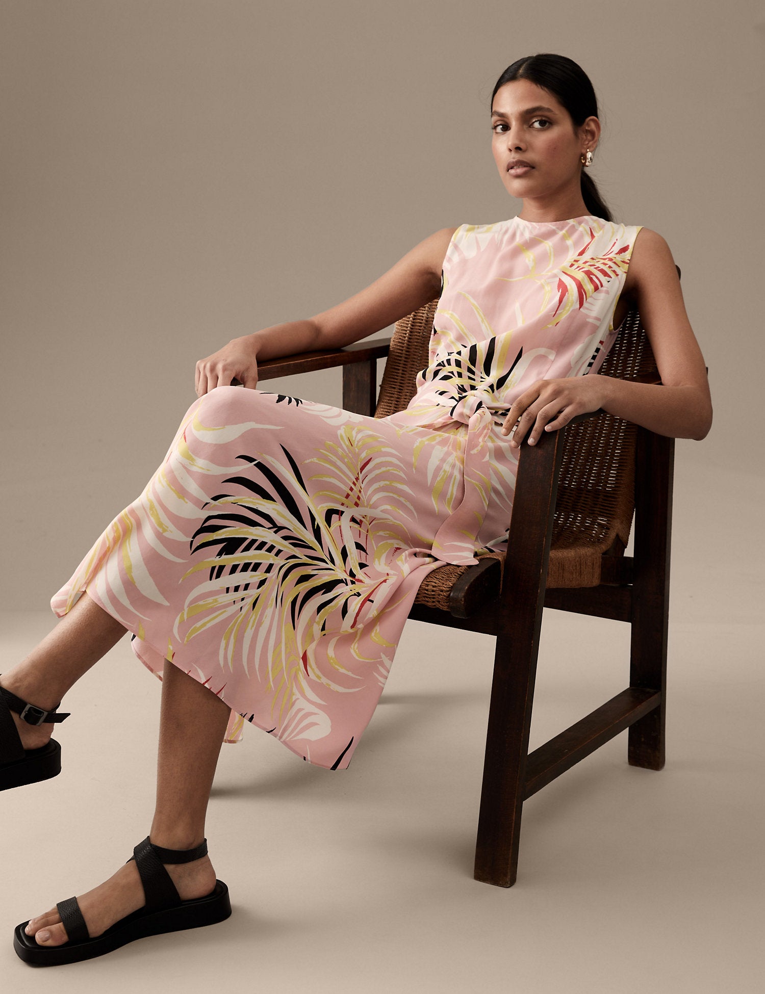 Pure Silk Printed Midi Shift Dress